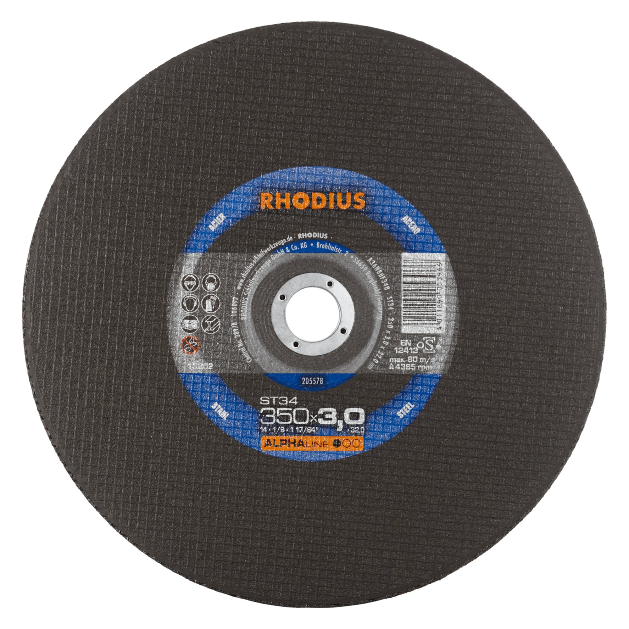 10 x RHODIUS Stationäre Trennscheibe ST34 Ø 350 mm