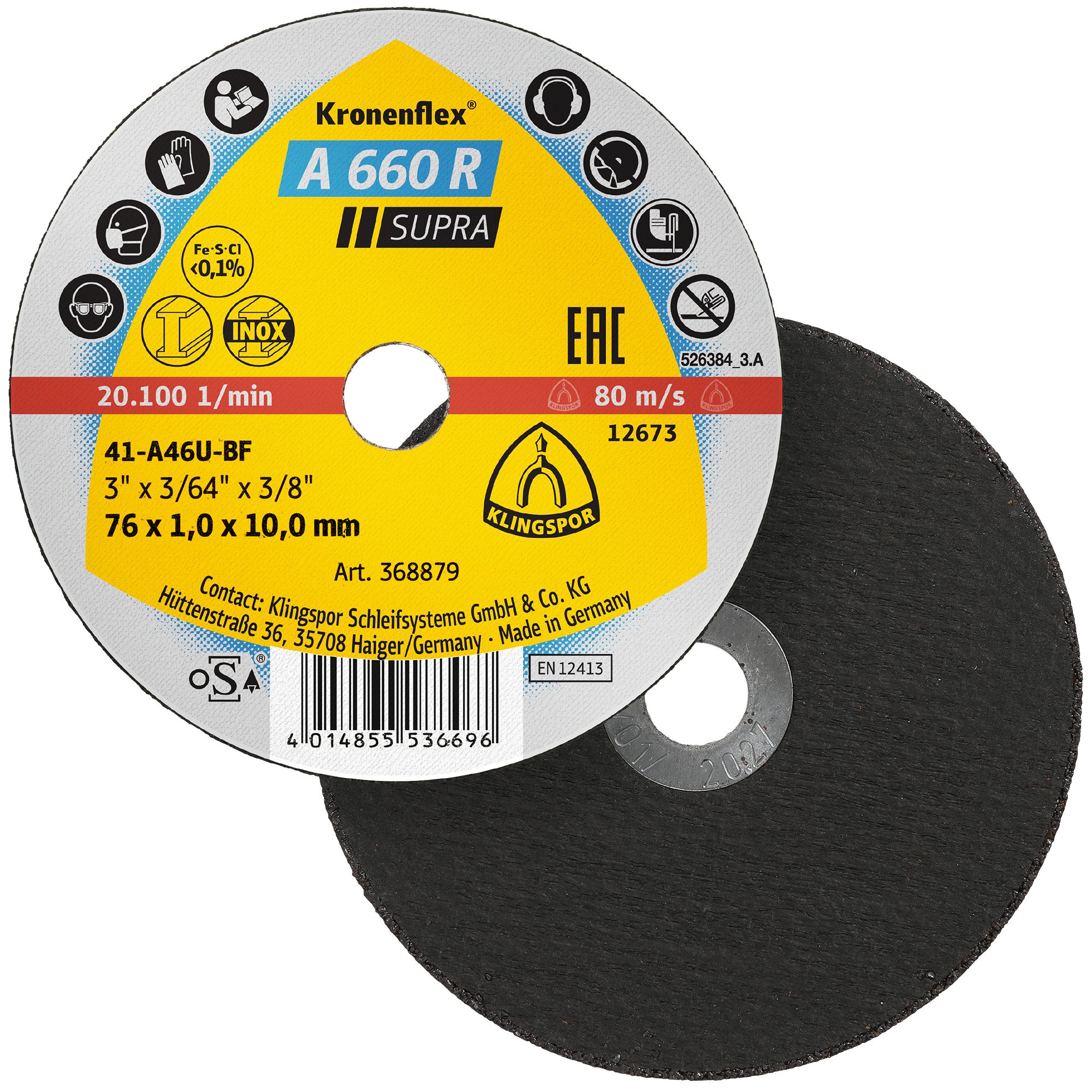 Klingspor A660R Supra Trennscheiben Kleintrennscheiben | 76 x 1 x 10 mm | für Edelstahl & Stahl