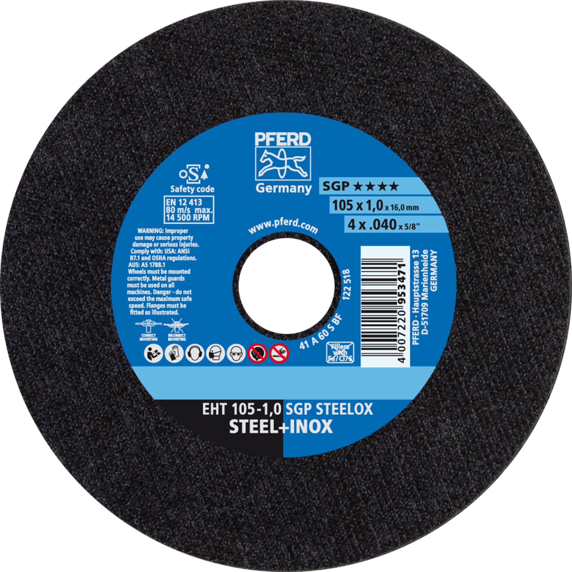 25 x PFERD Trennscheibe EHT 105-1,0 SGP STEELOX/16,0