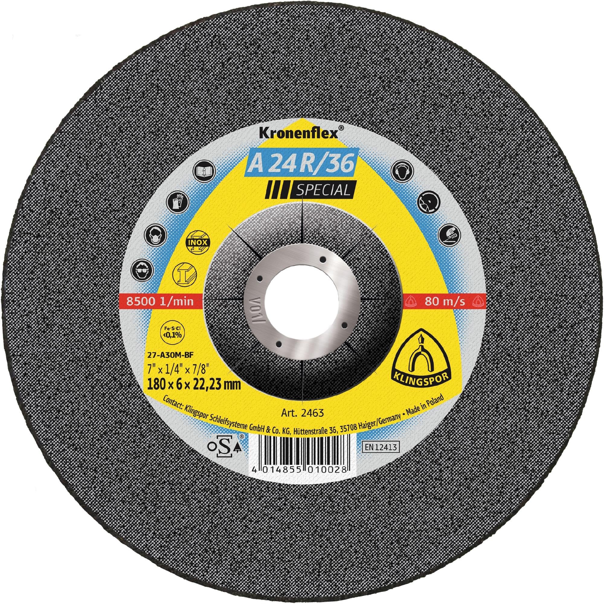 10 x Klingspor A 24 R 36 Schruppscheiben, 125 x 6 x 22,23 mm gekröpft