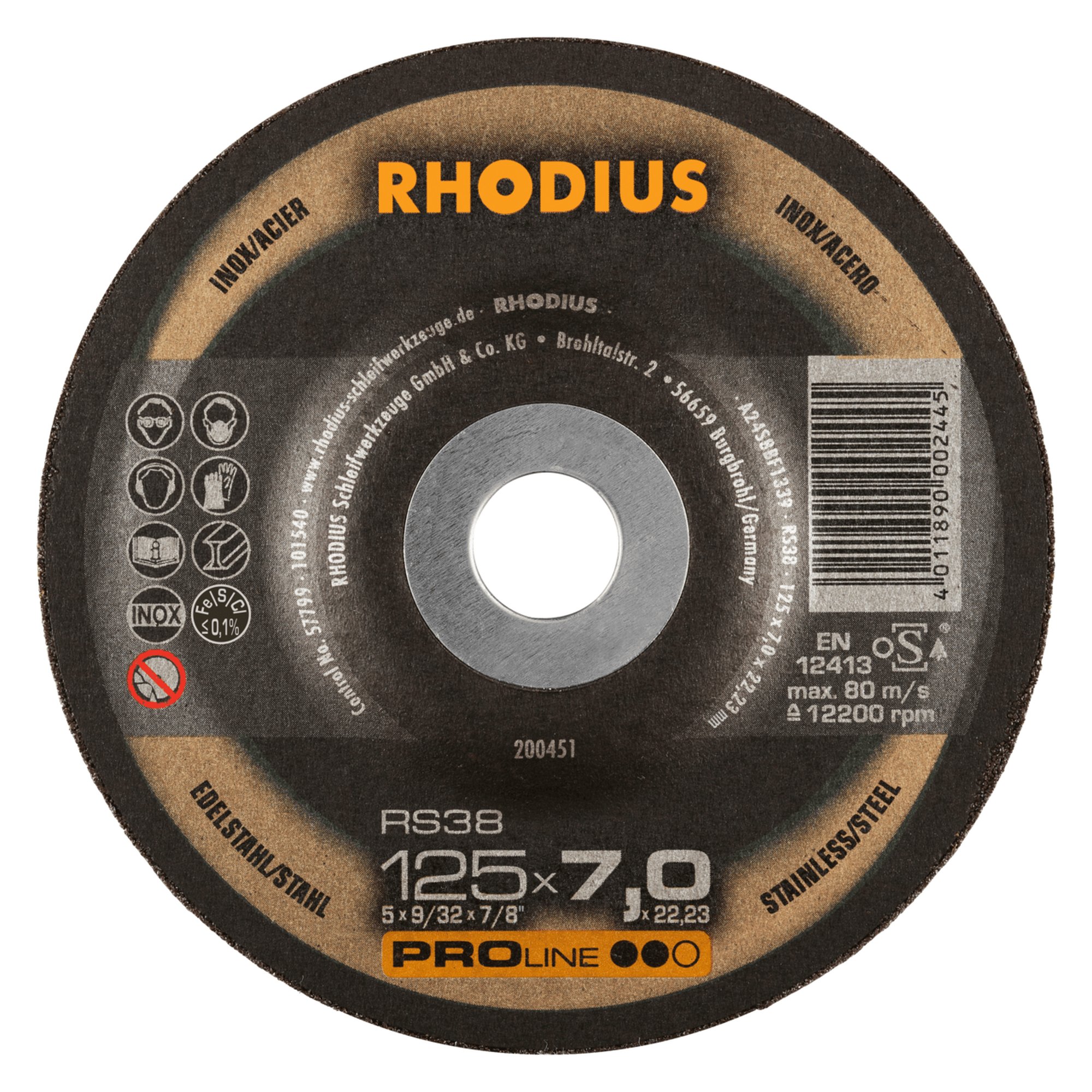 25 x RHODIUS Schruppscheibe RS38 Ø 125 mm