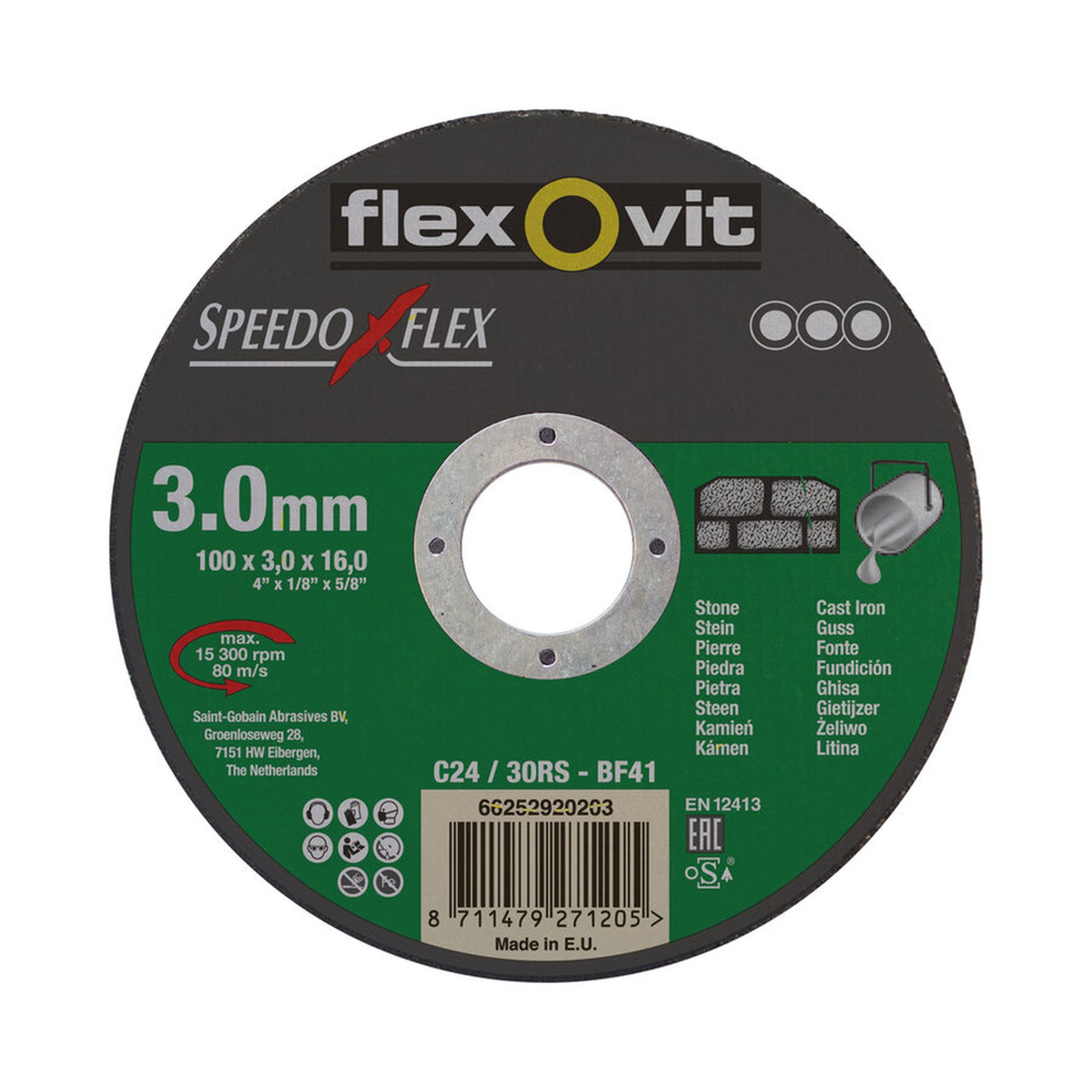 500 x Norton Trennscheibe für Stein 100x3x16mm Flexovit SPEEDOFLEX, langlebig