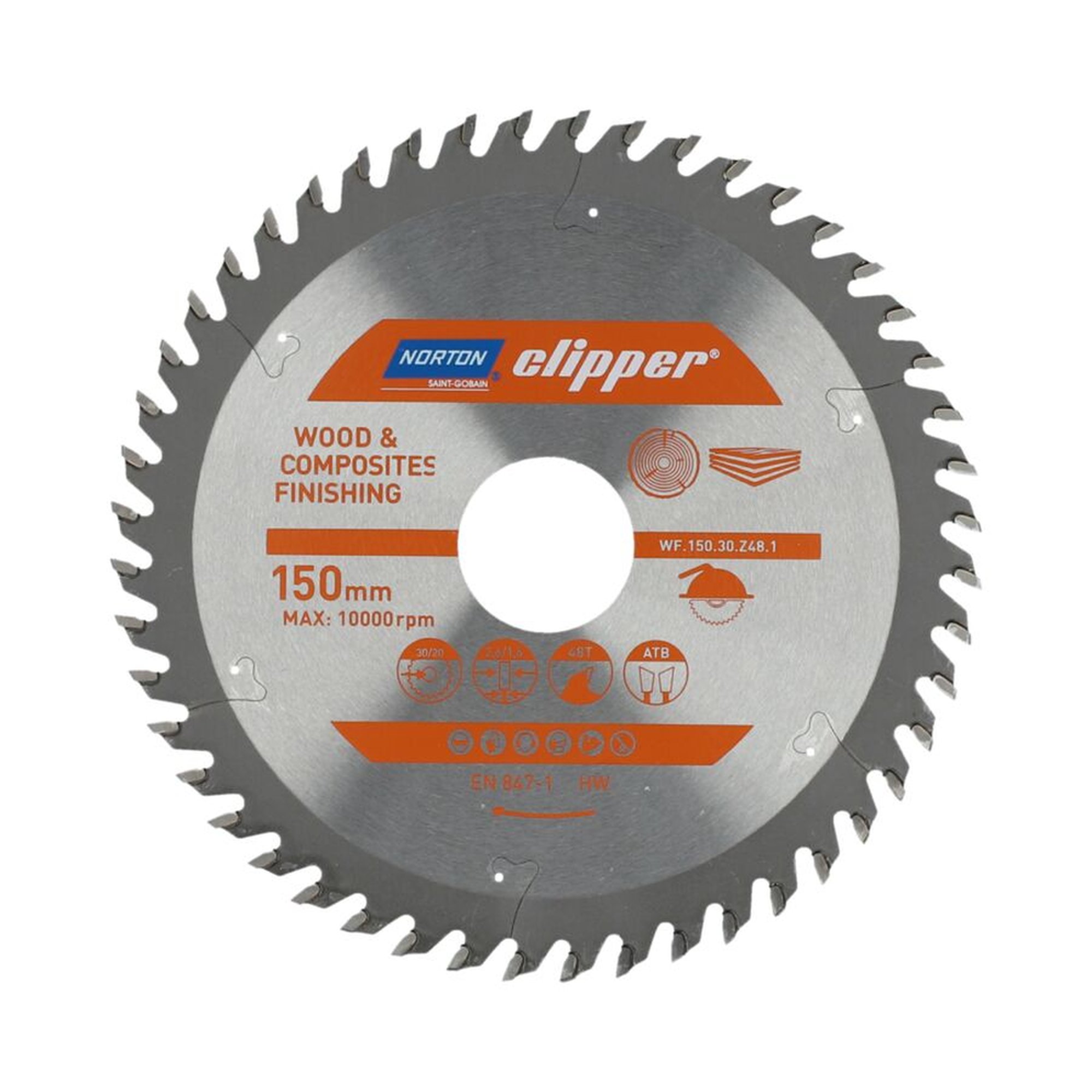 Norton Clipper TCT-Sägeblatt 150x2.6mm für Holzveredelung, 30mm Bohrung