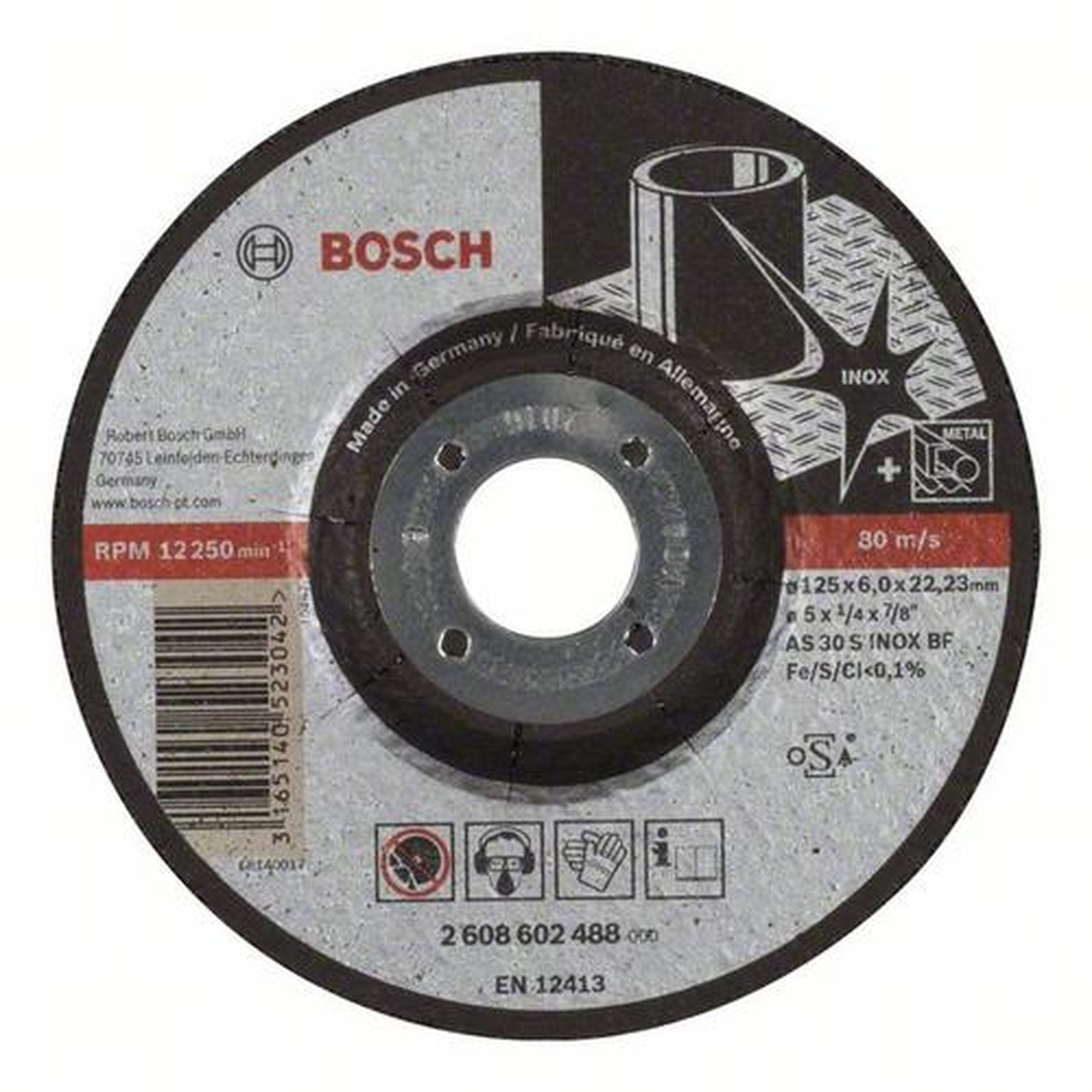10x BOSCH Schruppscheibe gekröpft Expert für Edelstahl AS 30 S INOxBF, Ø 125 x 6 mm