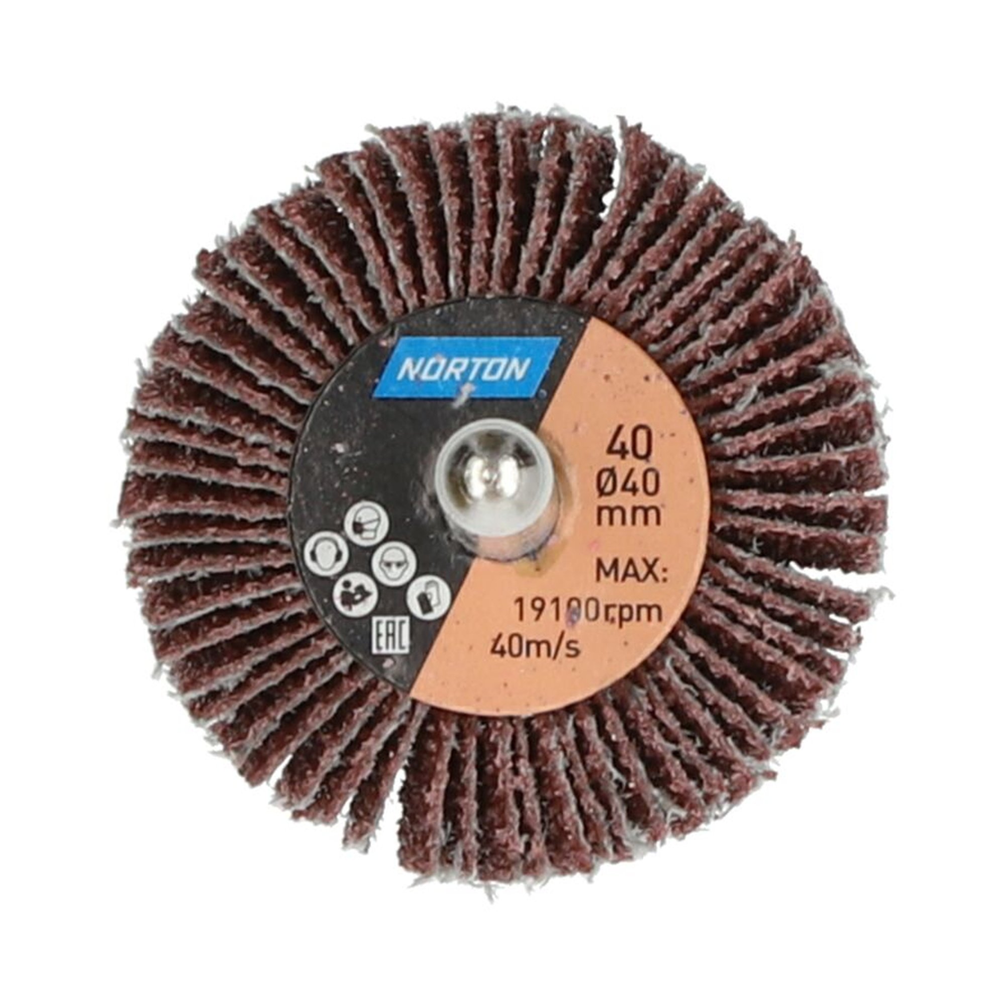 10 x Norton Fächerschleifer Schleifmop mit Schaft 40x20x6 R207 Korn 40