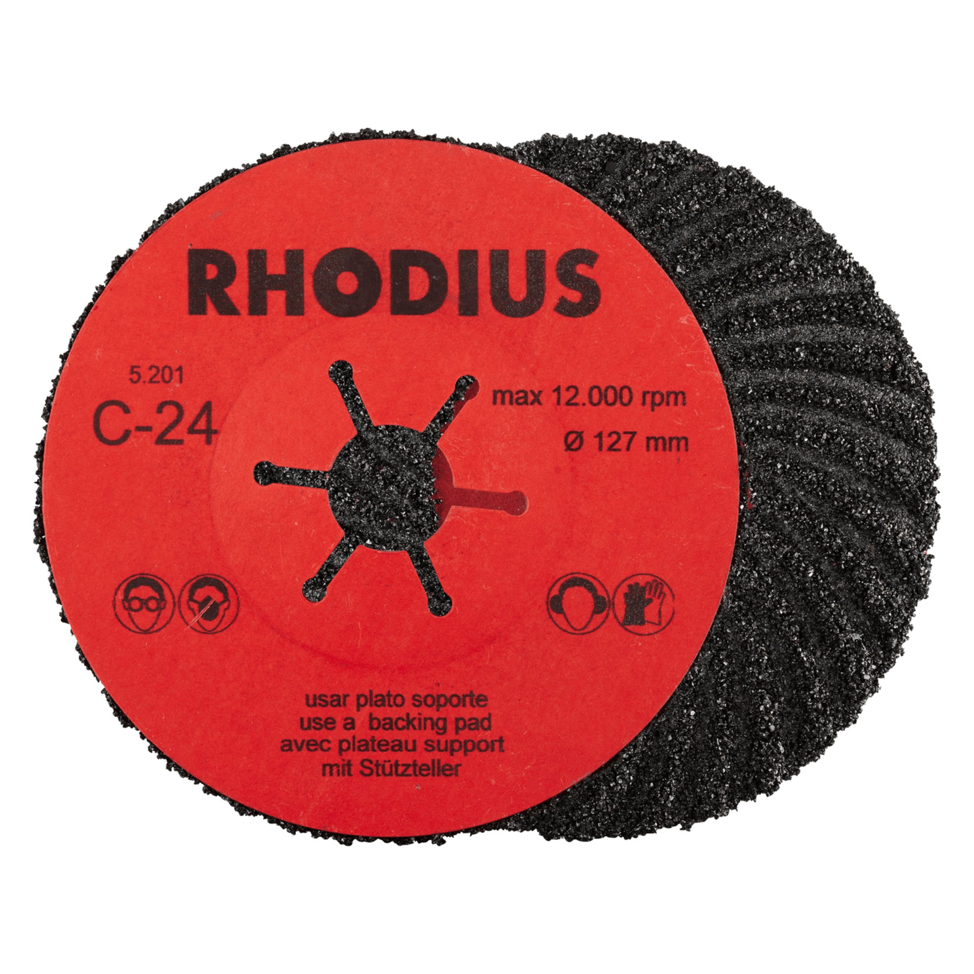 25 x RHODIUS Fiberscheibe Schleifscheibe SFC Ø 125 mm Körnung 24