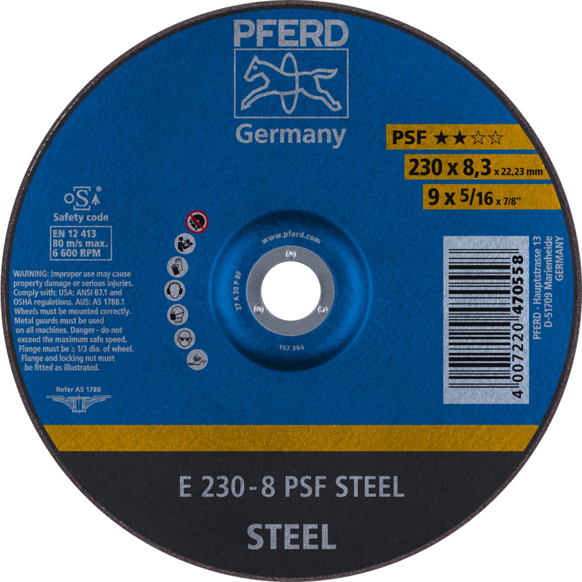 10 x PFERD Schruppscheibe E 230-8 PSF STEEL
