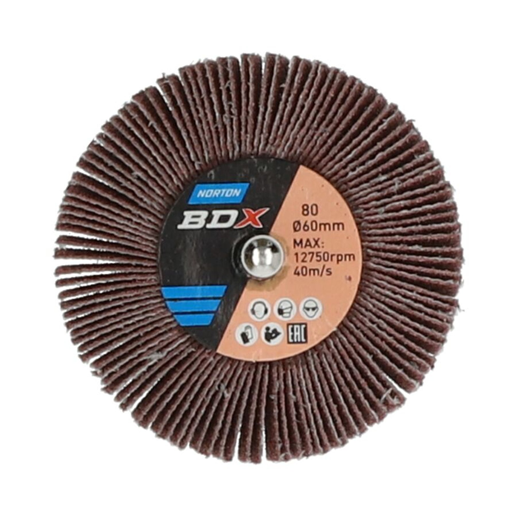 10 x Norton Fächerschleifer Schleifmop mit Schaft 60x15x6 R207 Korn 80