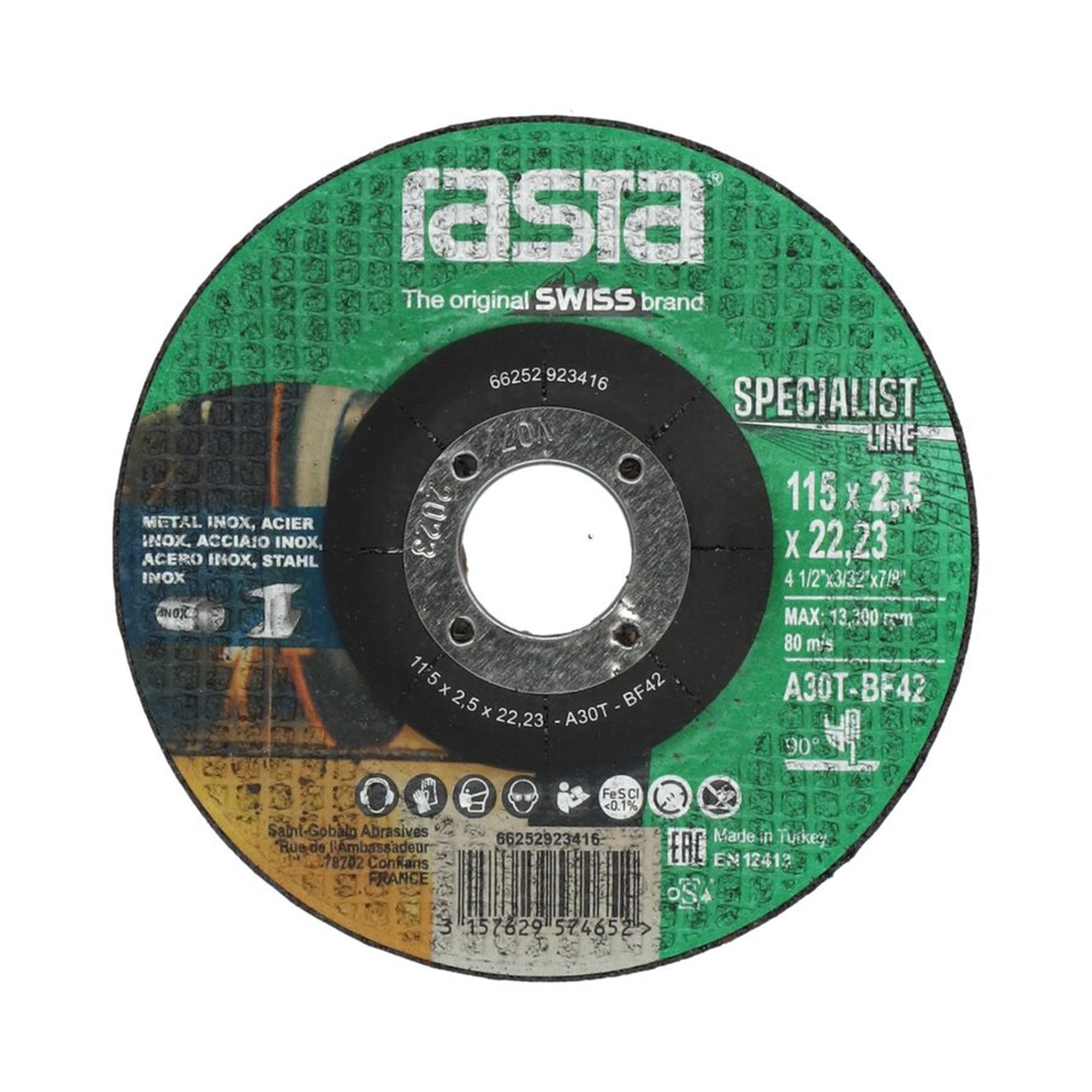 25 x Norton Gekröpfte Trennscheibe für Metall/Inox 115x2.5x22.23mm Rasta Specialist