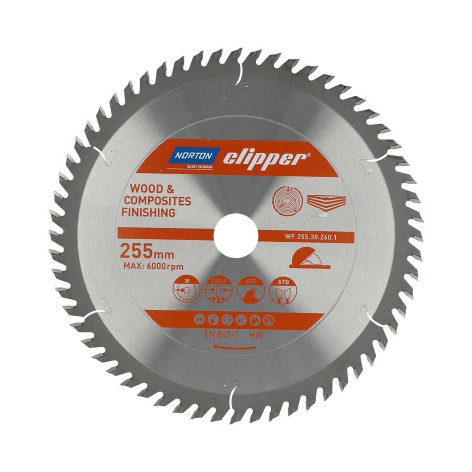 Norton Clipper TCT-Sägeblatt 250x3.2mm für Holzveredelung