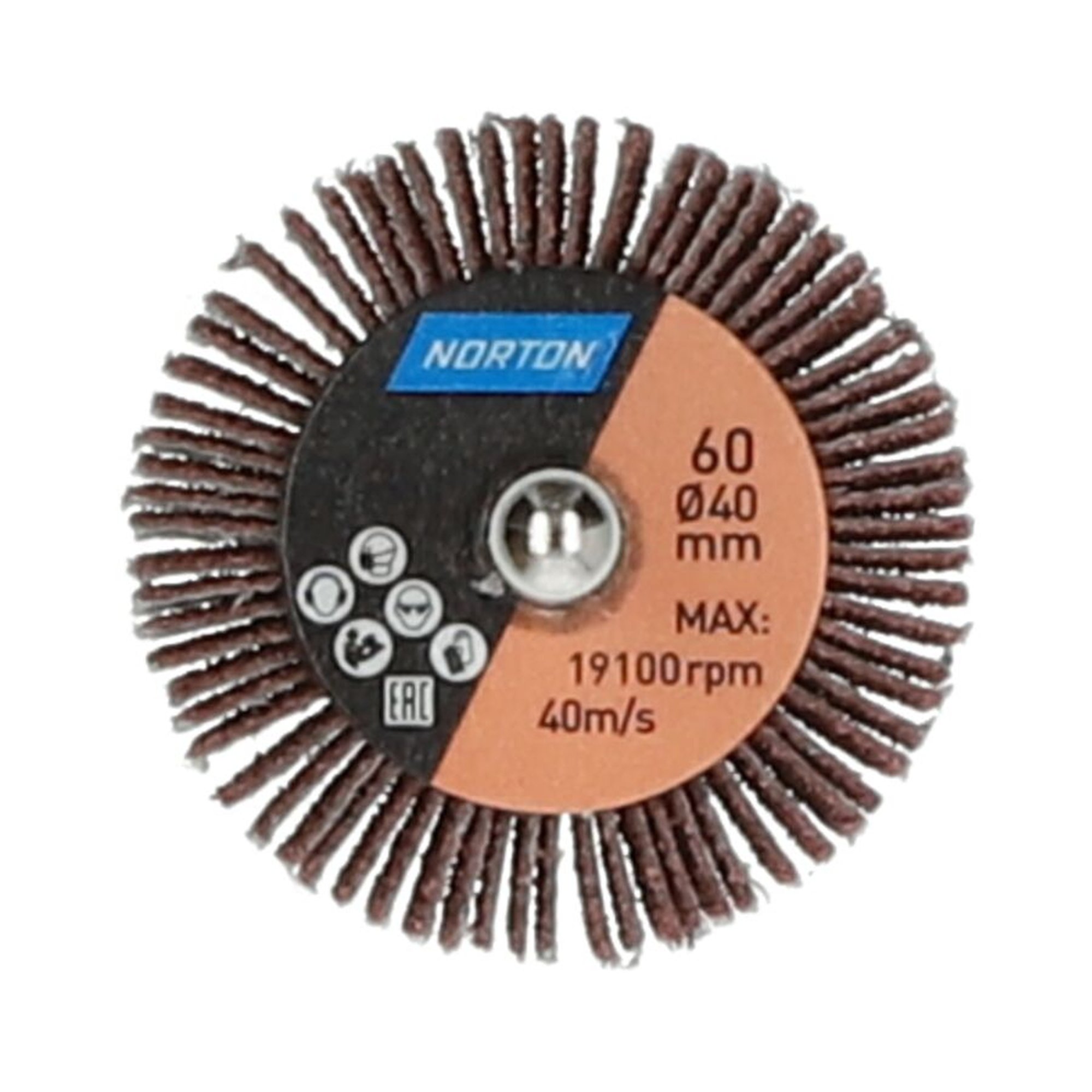 10 x Norton Fächerschleifer Schleifmop mit Schaft 40x15x6 R207 Korn 60