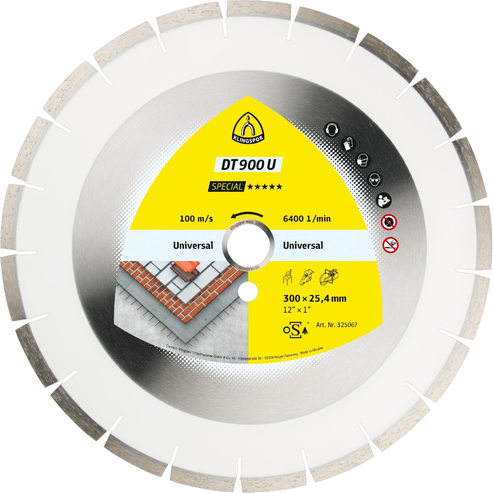 1 x Klingspor DT 900 U Diamanttrennscheiben, 300 x 2,8 x 30 mm 18 Segmente 40 x 2,8 x 10 mm, Weitverzahnt