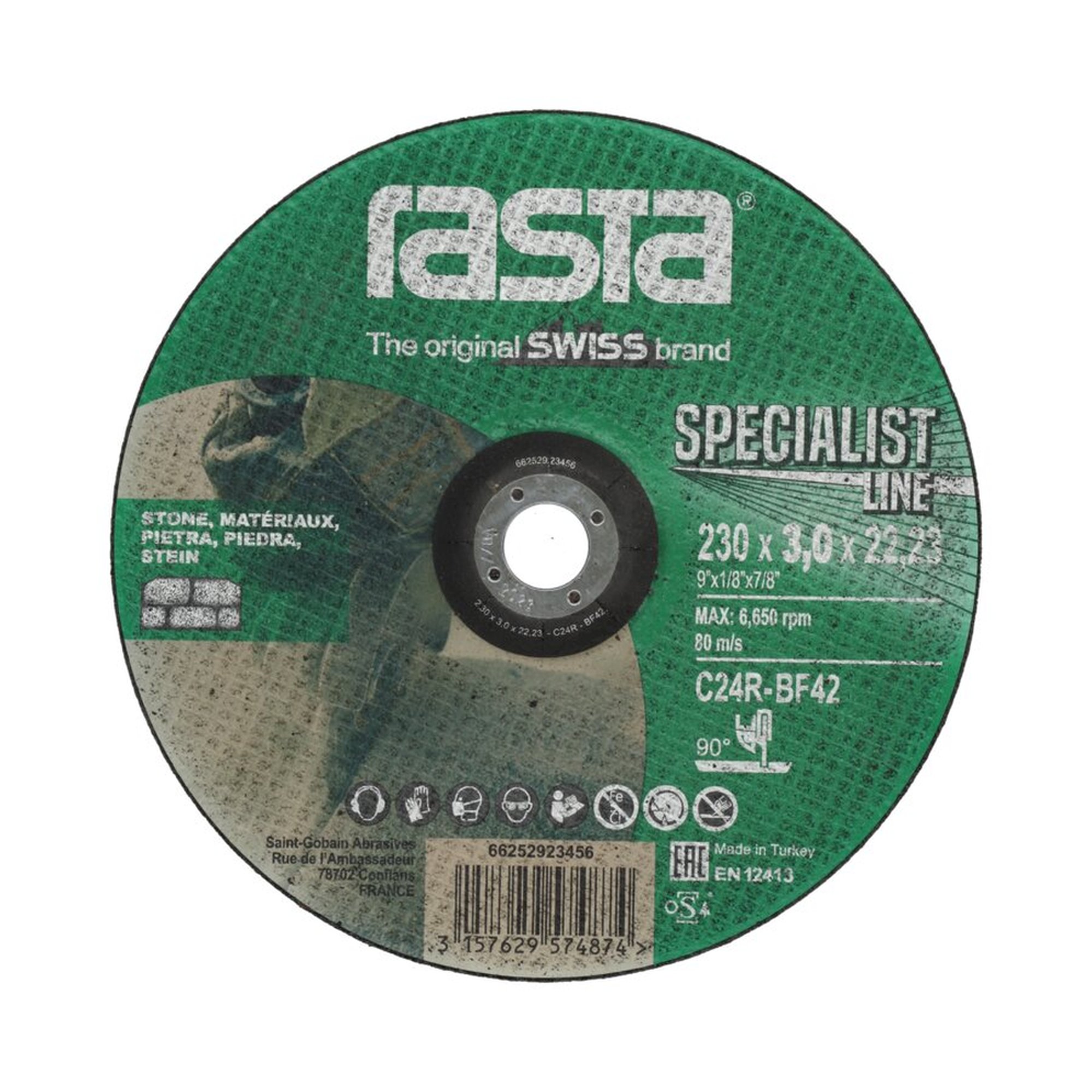 25 x Norton Gekröpfte Trennscheibe für Stein 230x3x22.23mm Rasta SPECIALIST LINE