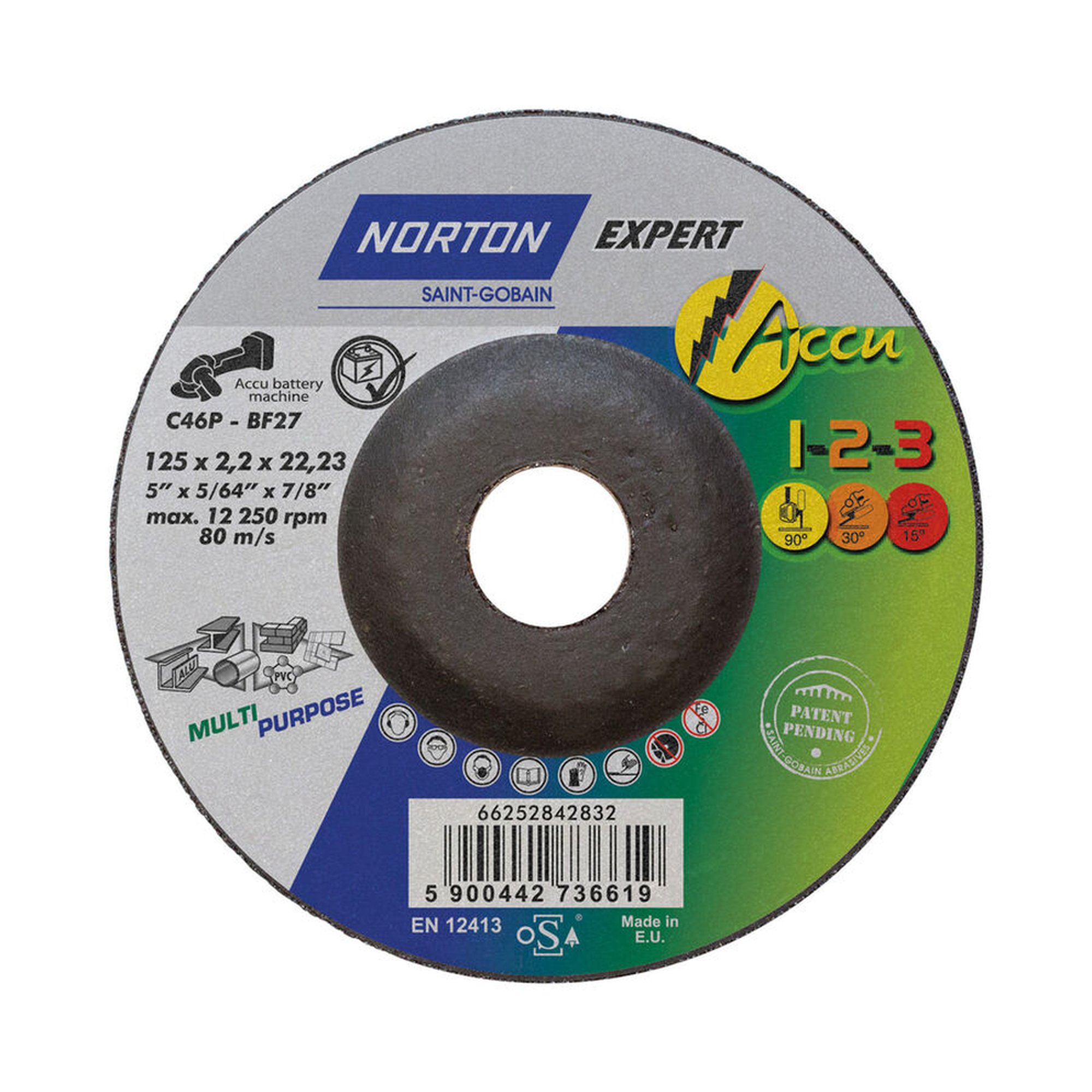 20 x Norton Besonders sicheres Trennen & Schleifen Gekröpfte Schruppscheibe 125mm