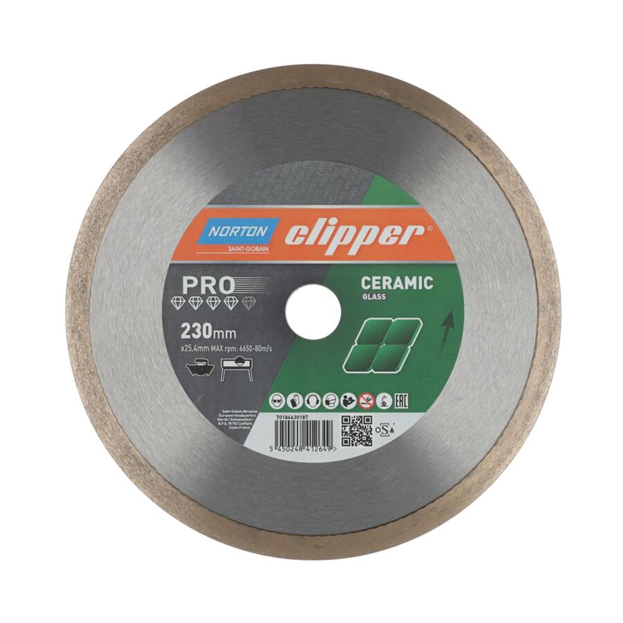 Norton Clipper PRO CERAMIC GLASS Diamantscheibe 230x25.4mm für Fliesen & Glas