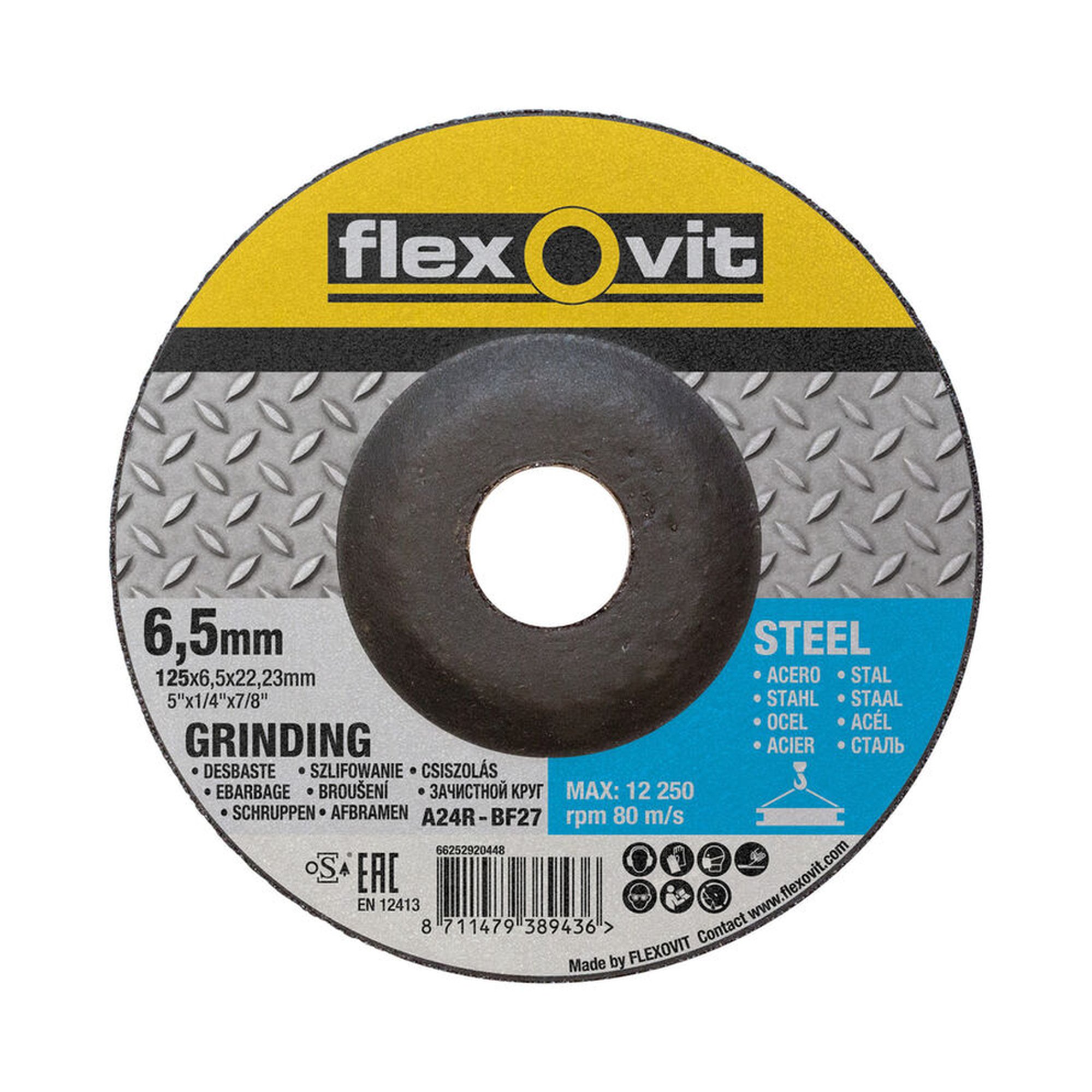 10 x Norton Gekröpfte Schruppscheibe für Metall 125x6.5x22.23mm Flexovit