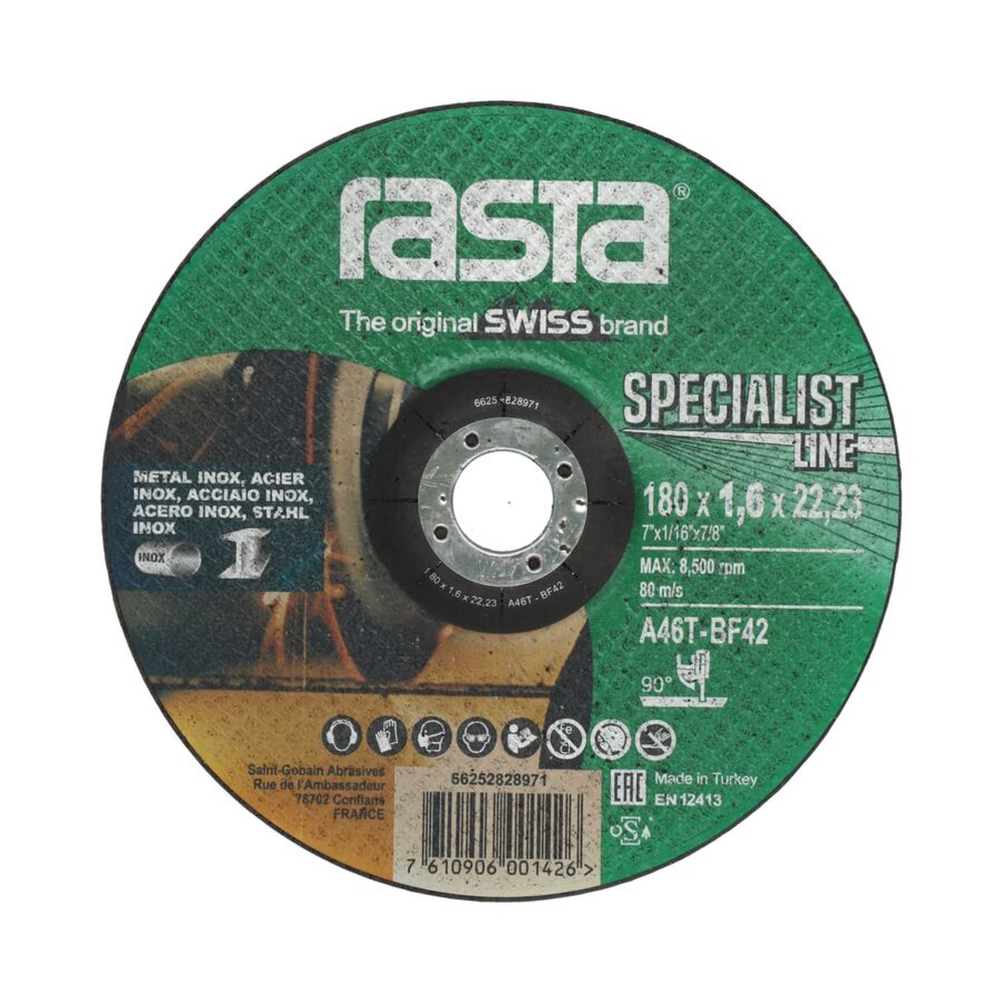 2000 x Norton Gekröpfte Trennscheibe Ultradünn Metall/Inox 180x1.6x22.23mm Rasta