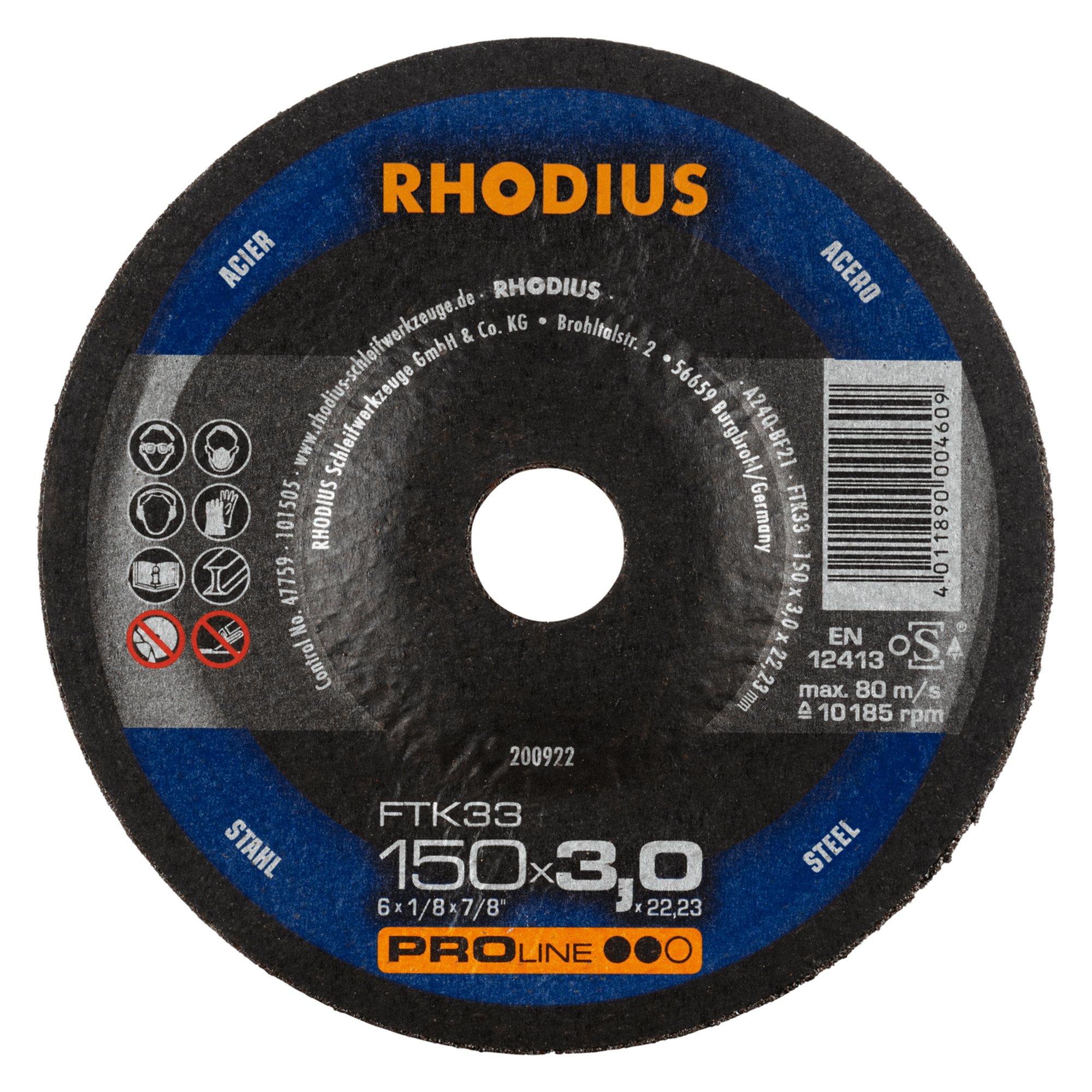25 x RHODIUS Freihandtrennscheibe FTK33 Ø 150 mm