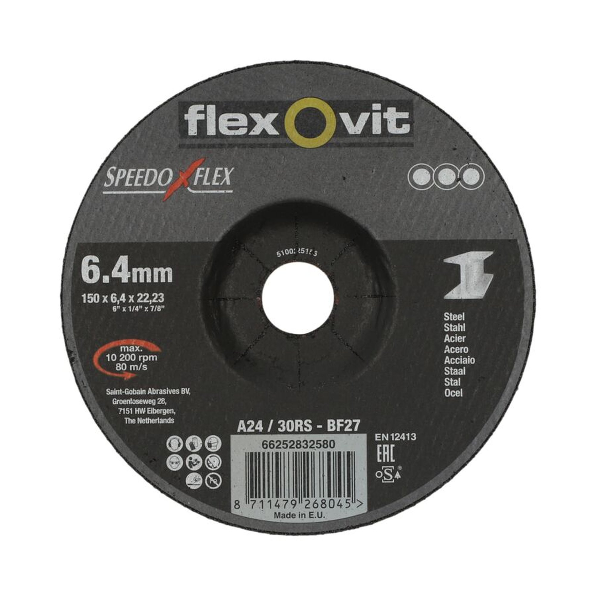 10 x Norton Gekröpfte Schruppscheibe für Metall Flexovit SPEEDOFLEX 150x6.4x22.23mm