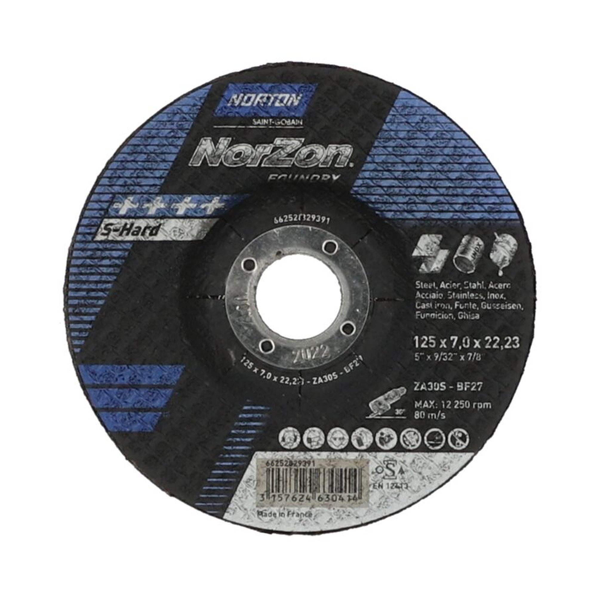 25 x Norton NORZON III FOUNDRY Schruppscheibe für Gusseisen 125x7x22.23mm
