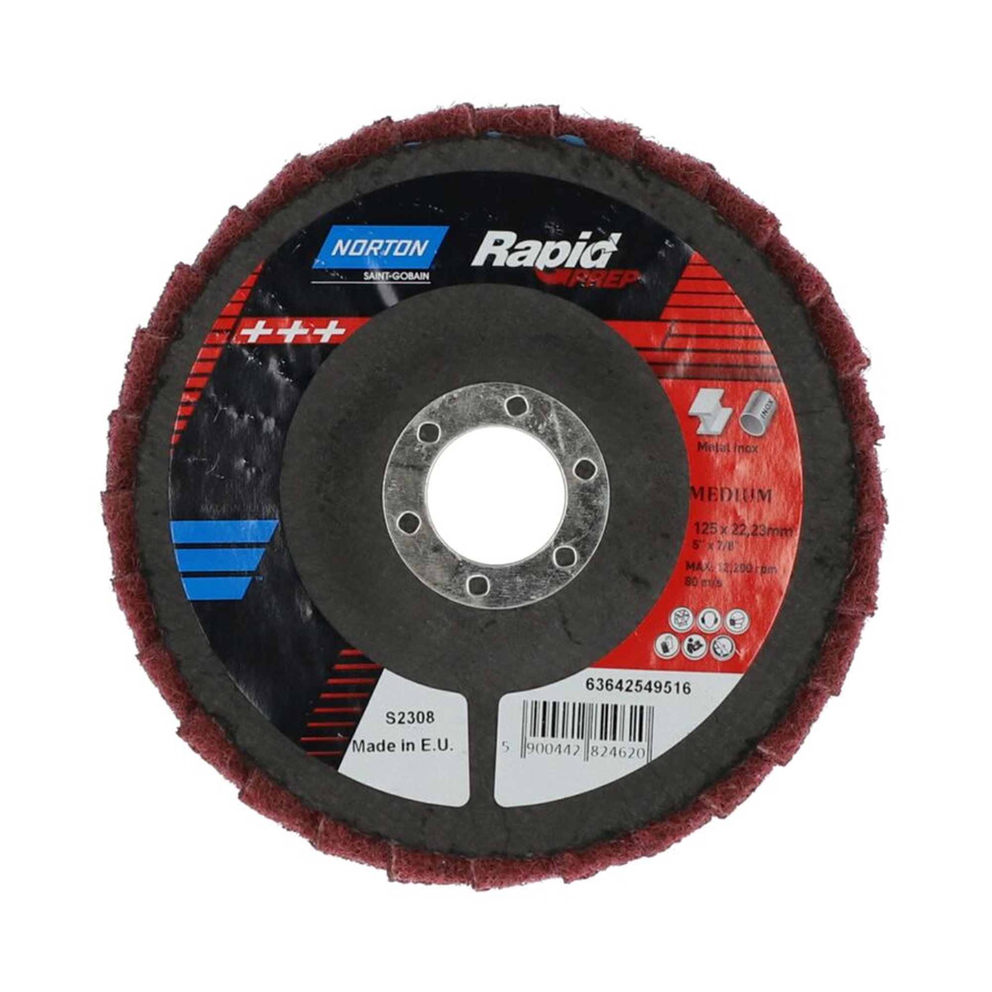 5 x Norton Vlies-Fächerscheiben 125x22mm Mittel RAPID PREP für effizientes Schleifen