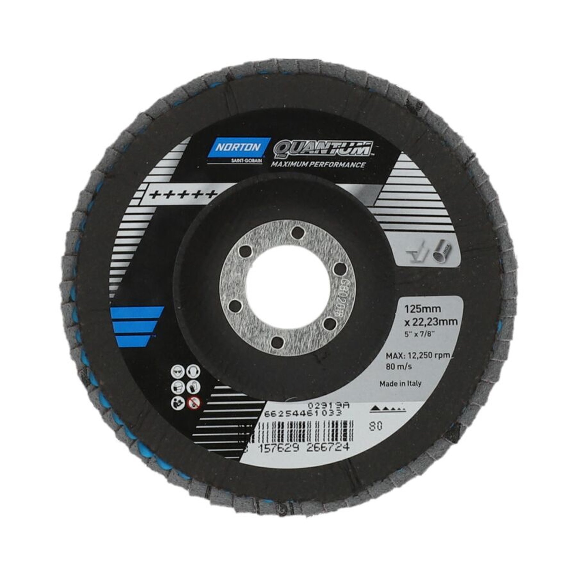 10 x Norton Fächerscheibe Schleifmopteller 125x22 R996 80 Quantum - Hochleistungsschleifen