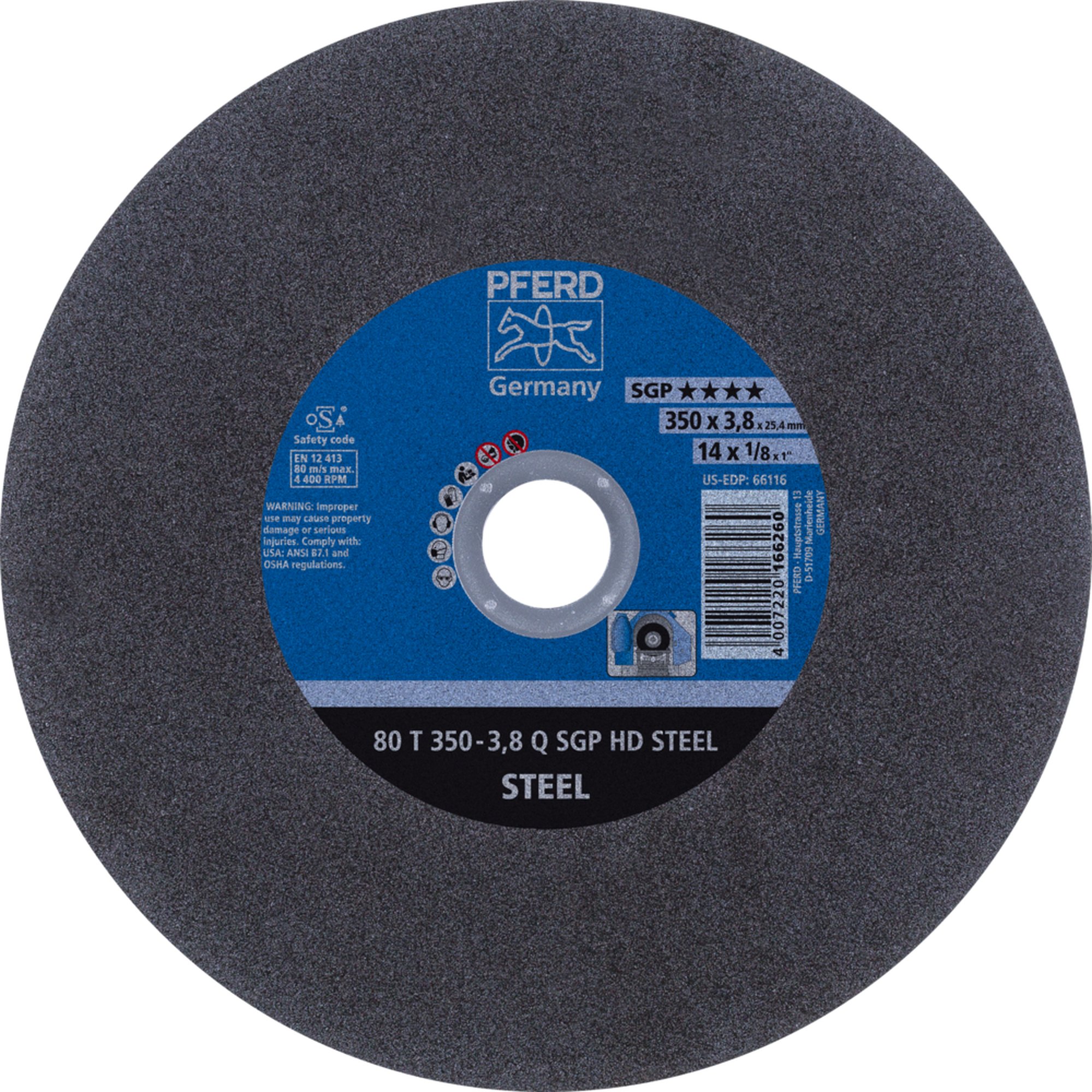 10 x PFERD Trennscheibe HEAVY DUTY 80 T 350-3,8 Q SGP HD STEEL/25,4