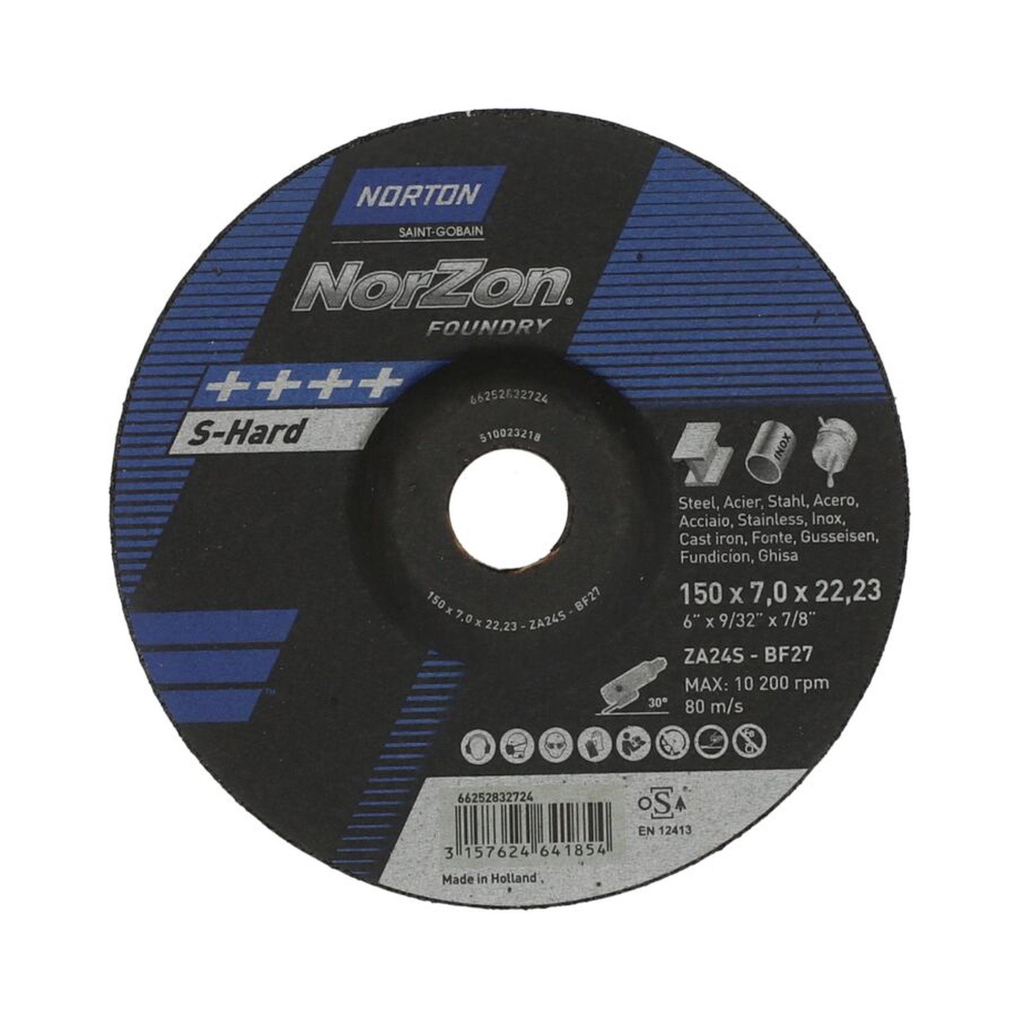 25 x Norton Gekröpfte Schruppscheibe für Gusseisen NORZON III 150x7x22.23mm