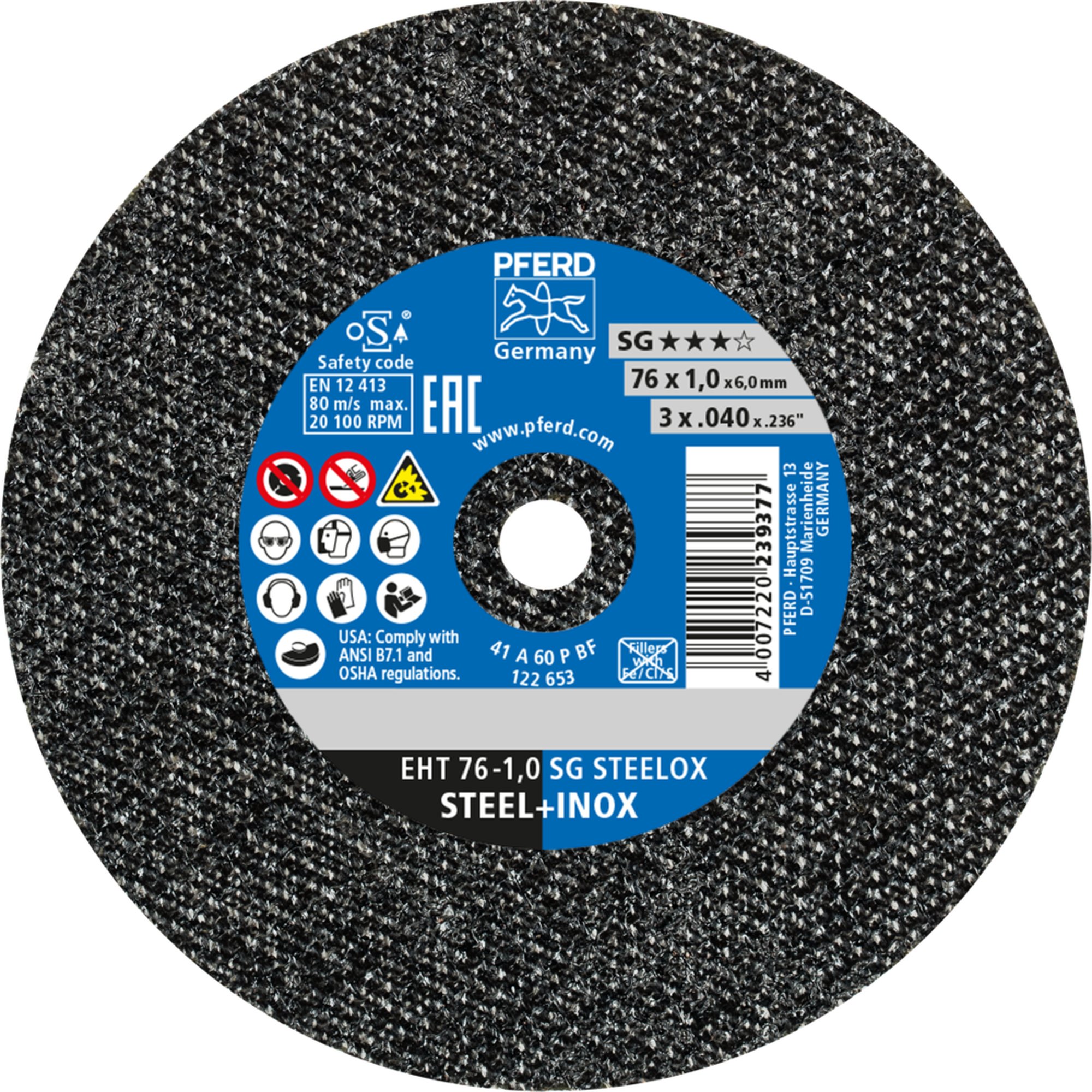 50 x PFERD Trennscheibe EHT 76-1,0 SG STEELOX/6,0