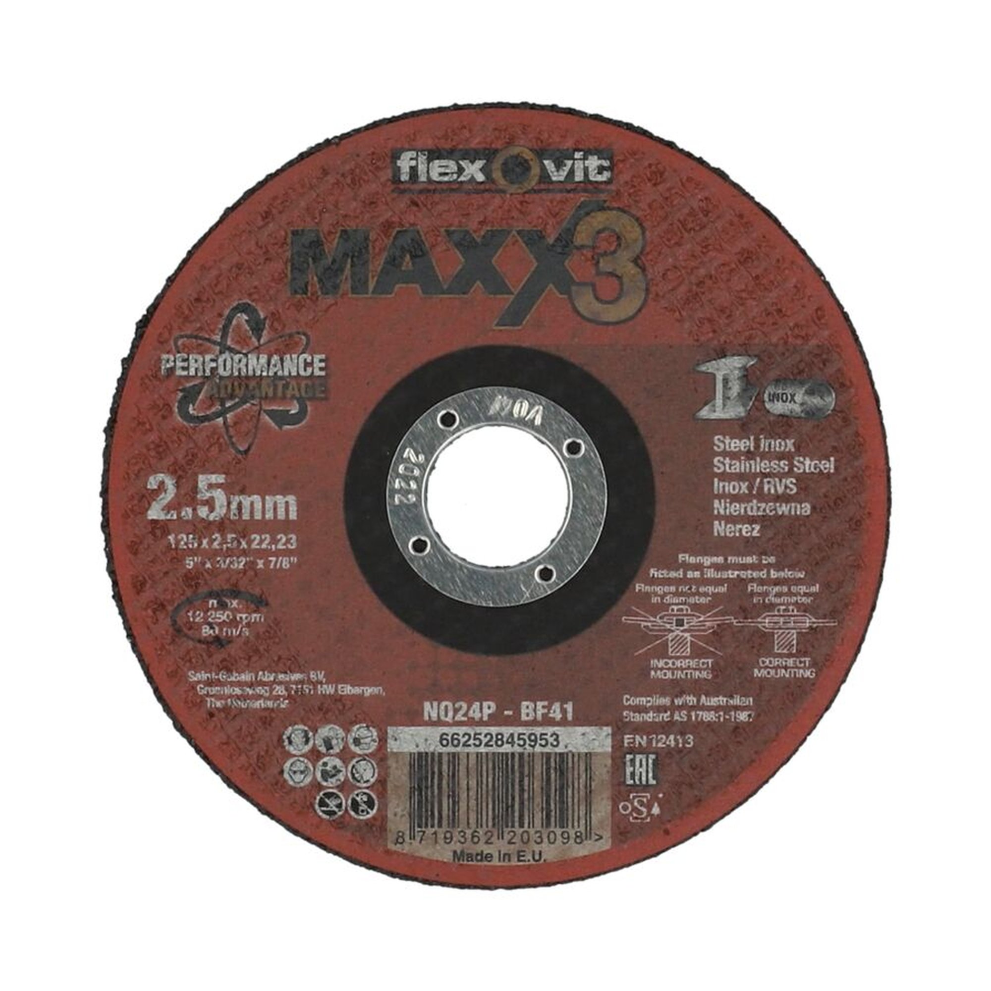 25 x Norton Trennscheibe für Metall Flexovit MAXX 125x2.5x22.23mm