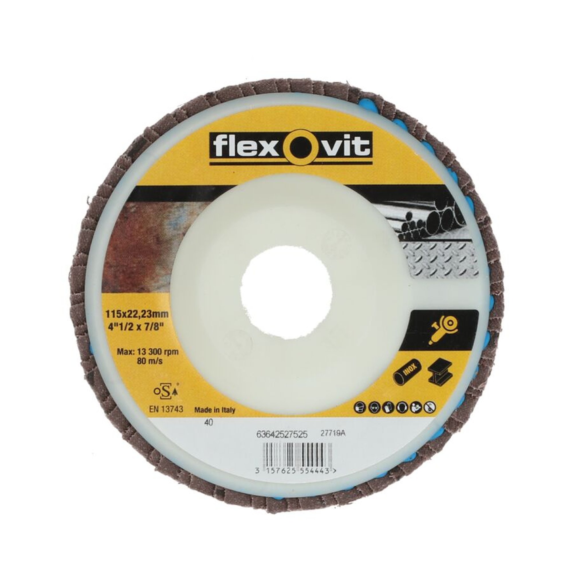 10 x Norton Fächerschleifscheiben 115x22mm K40 Flexovit MERCHANDISING