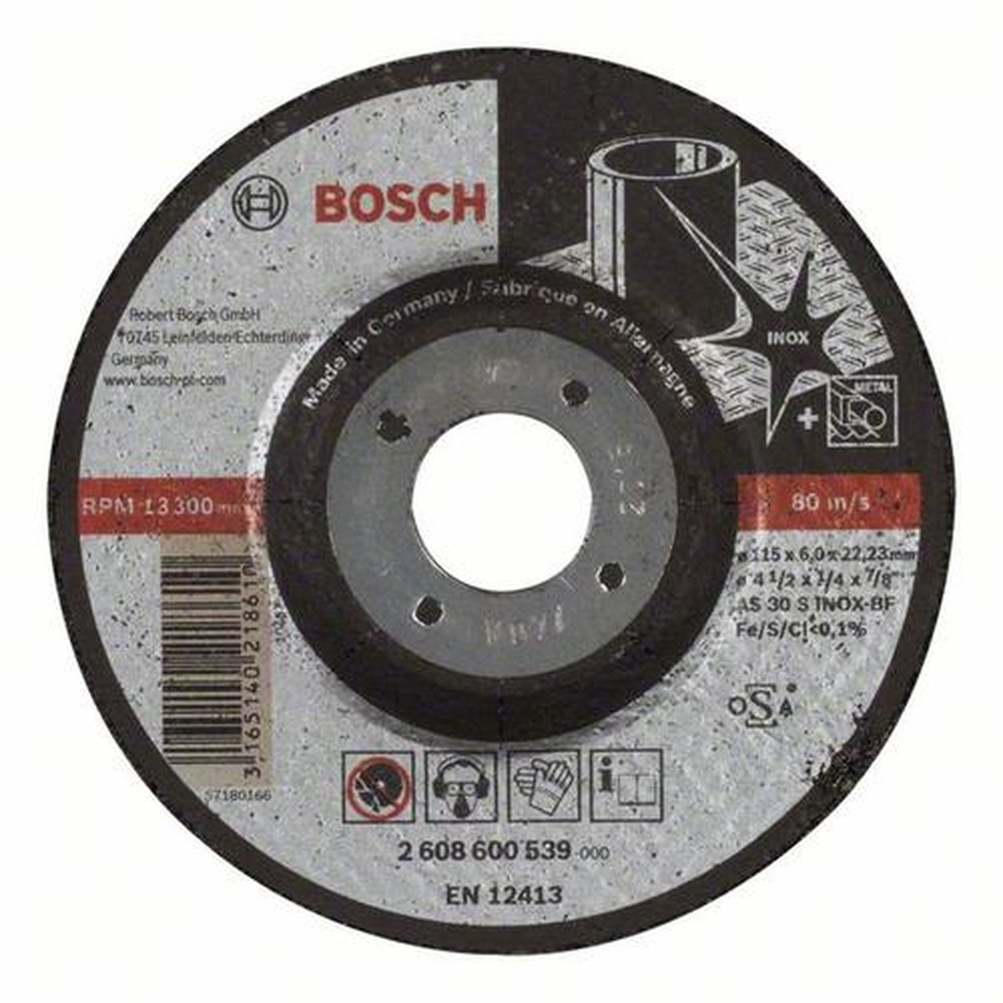 10x BOSCH Schruppscheibe gekröpft Expert für Edelstahl AS 30 S INOxBF, Ø 115 x 6 mm