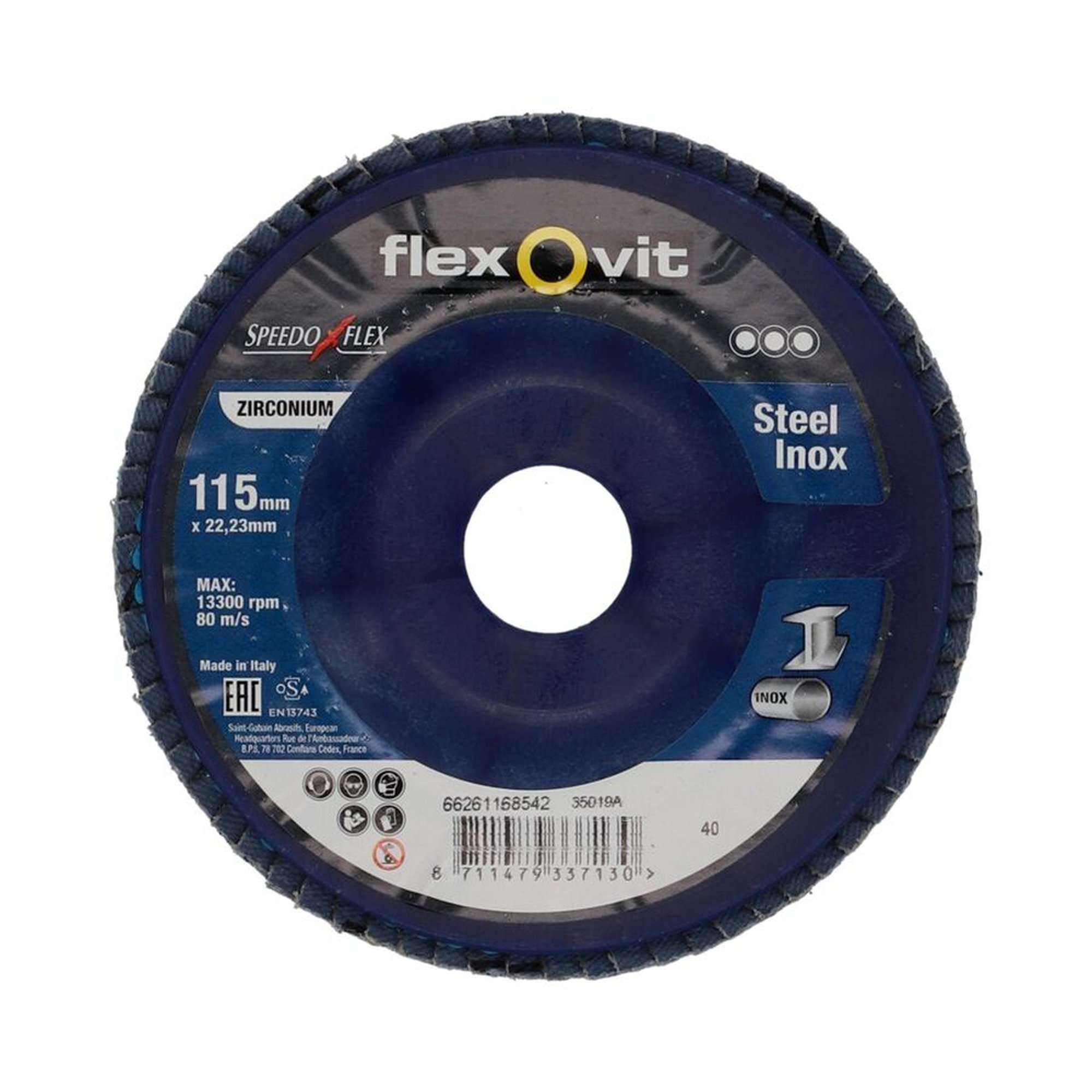 10 x Norton Fächerschleifscheiben 115x22mm K40 Flexovit SPEEDOFLEX, langlebig & effizient