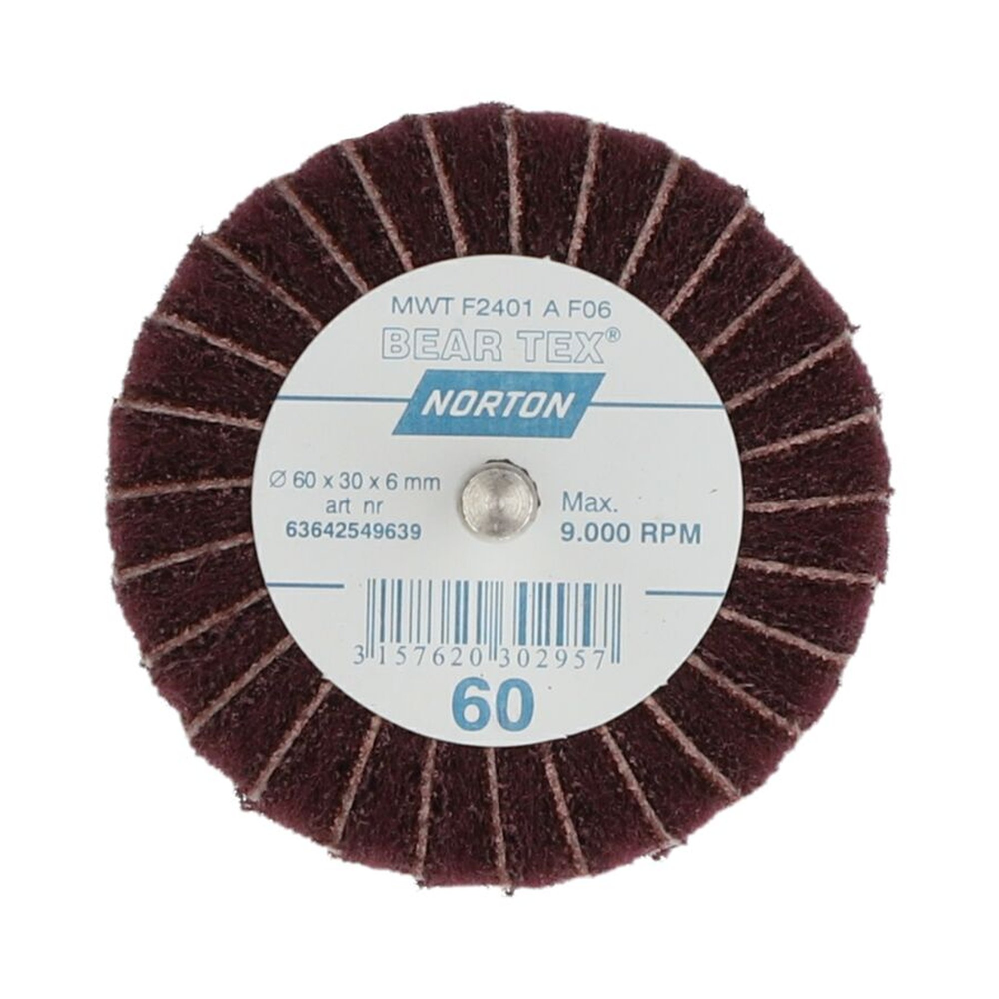 10 x Norton Beartex Fächerschleifer Fein A 60x30x6 kombiniert mit Schleifleinen Korn 60