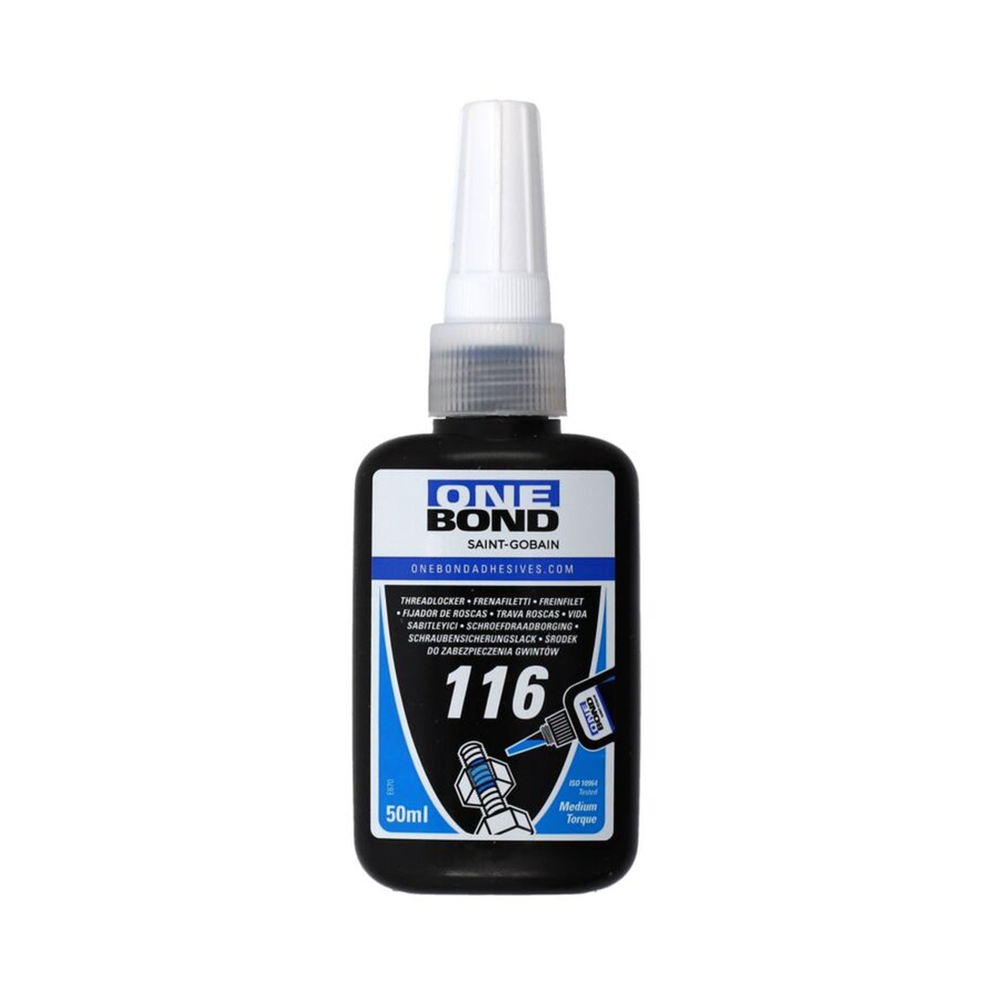 6 x Norton Onebond 116 Med ThreadLok 50ml Anaerobic Adhesive, Blau, Plastikflasche