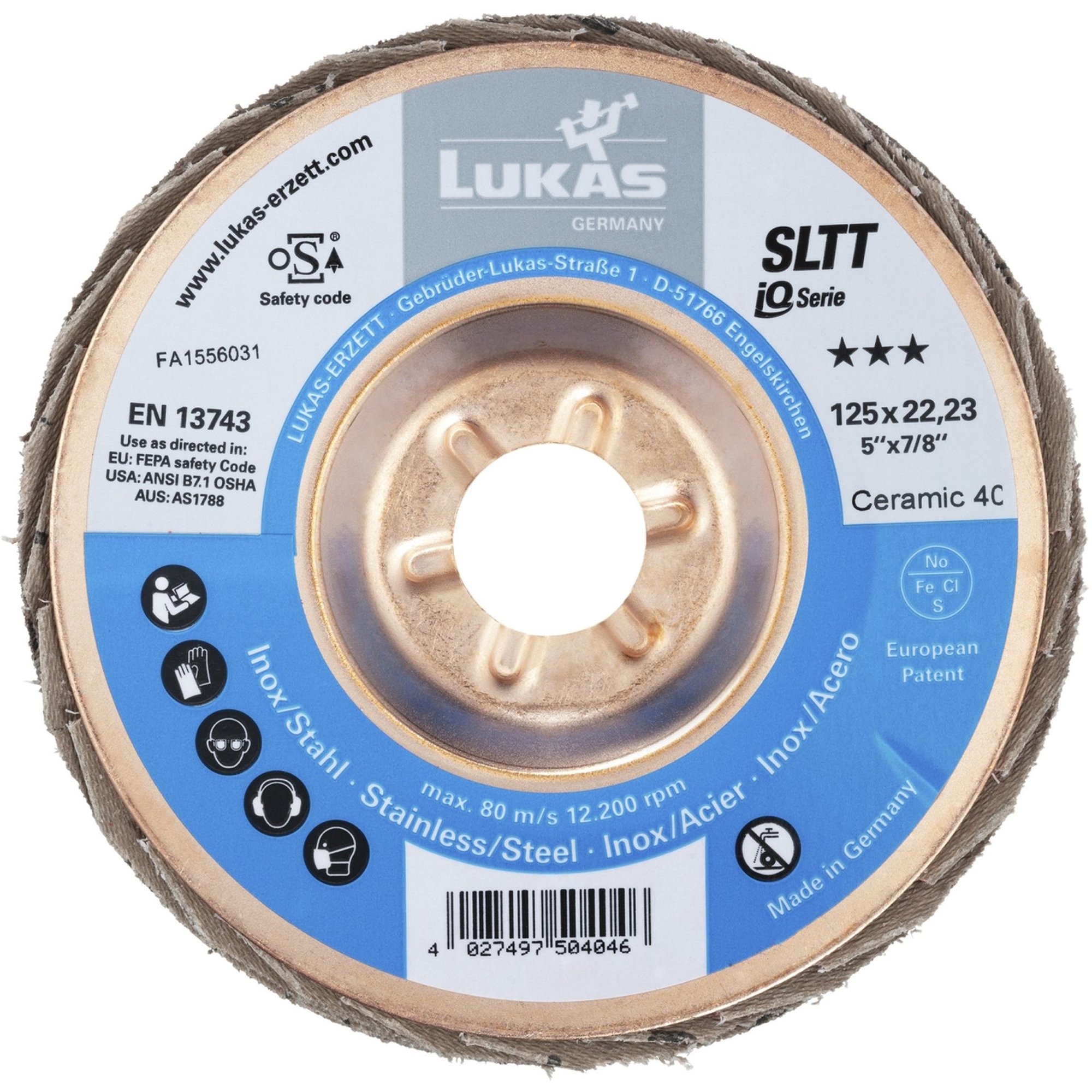 10x LUKAS Fächerscheibe Fächerscheiben Schleifscheibe SLTT Ø 178 mm Korn 60