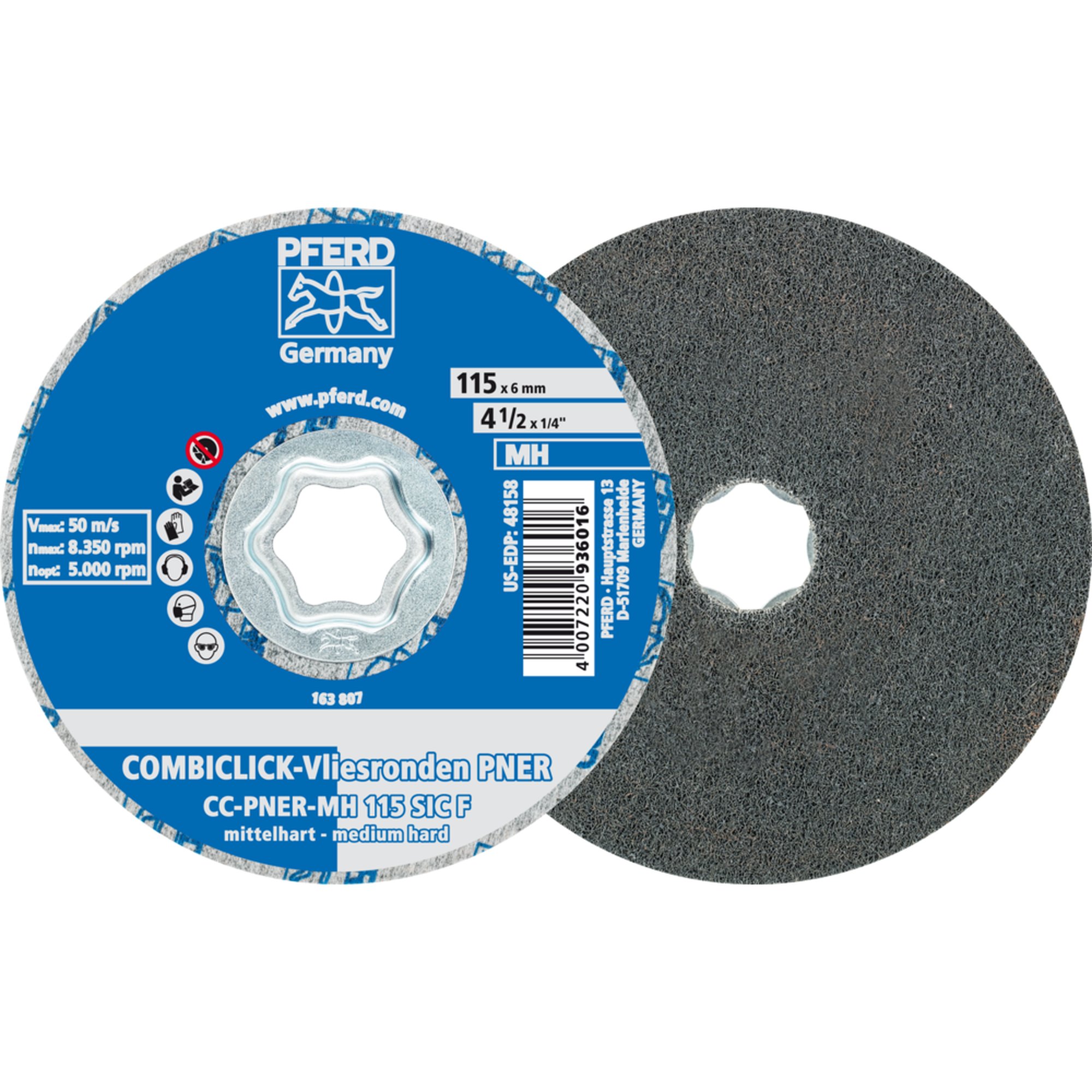 5 x PFERD COMBICLICK Vliesronde CC-PNER MH 115 SiC F