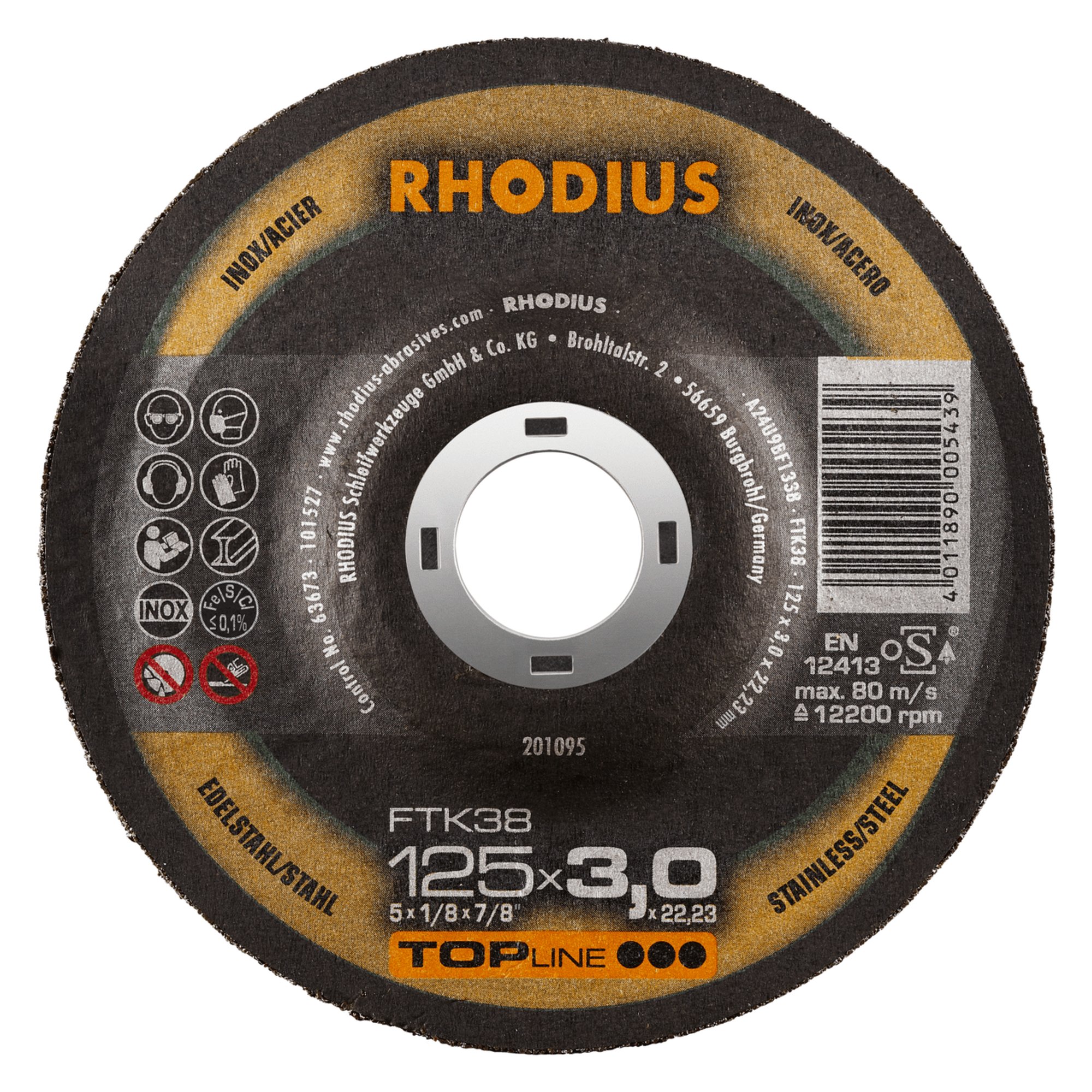 25 x RHODIUS Freihandtrennscheibe FTK38 Ø 125 mm