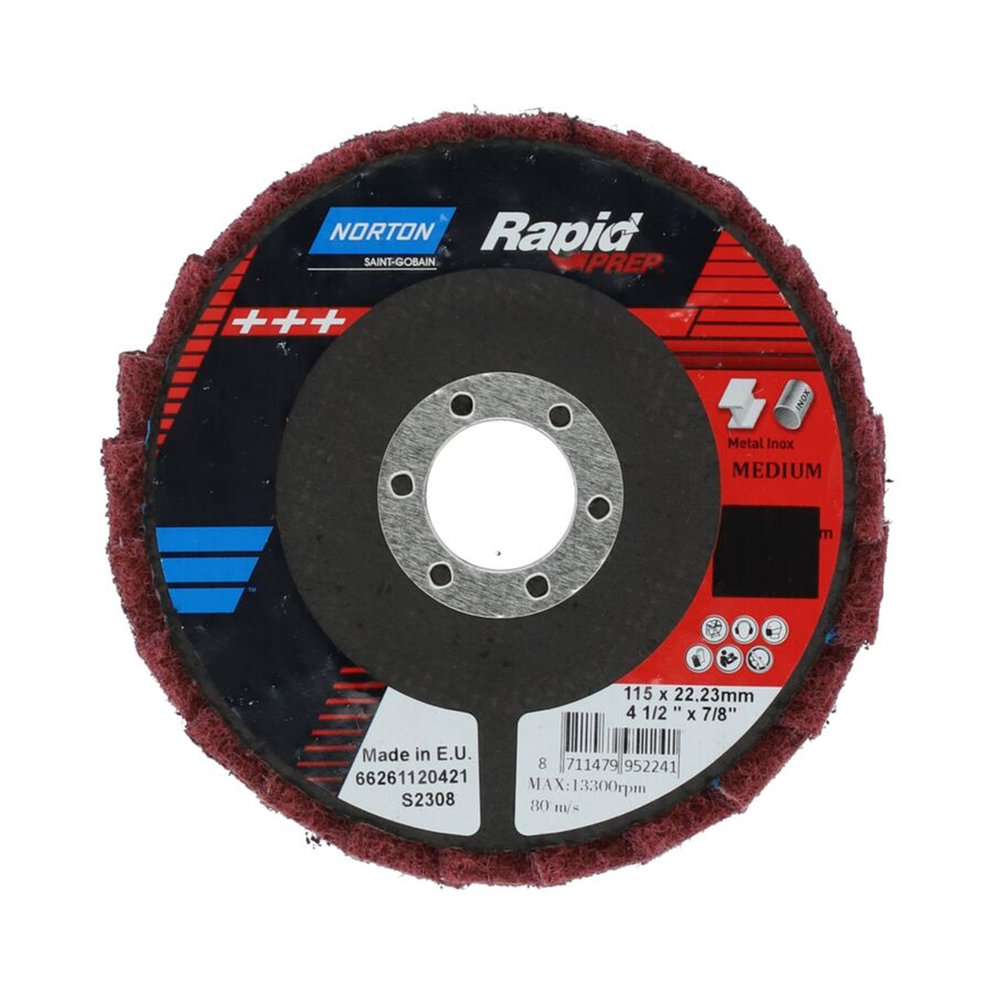 5 x Norton Vlies-Fächerscheiben 115x22mm Mittel RAPID PREP für effizientes Schleifen