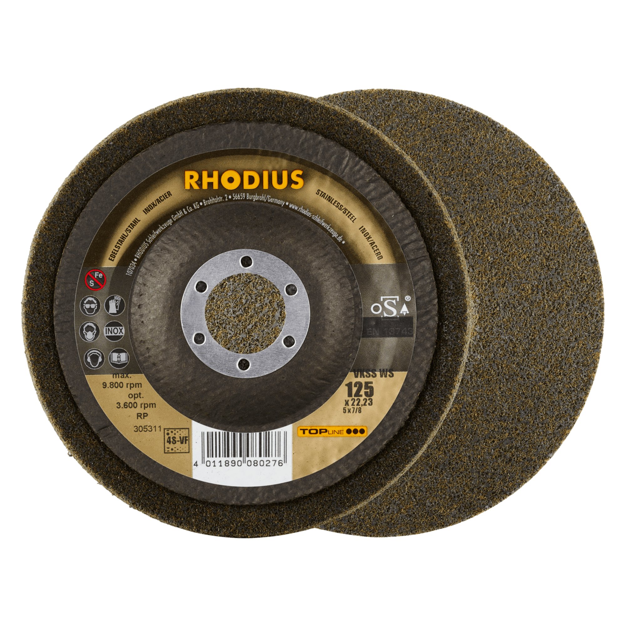 2 x RHODIUS Schleifscheibe Vlieskompaktscheibe VKSS Ø 125 mm Korn 4S-very fine