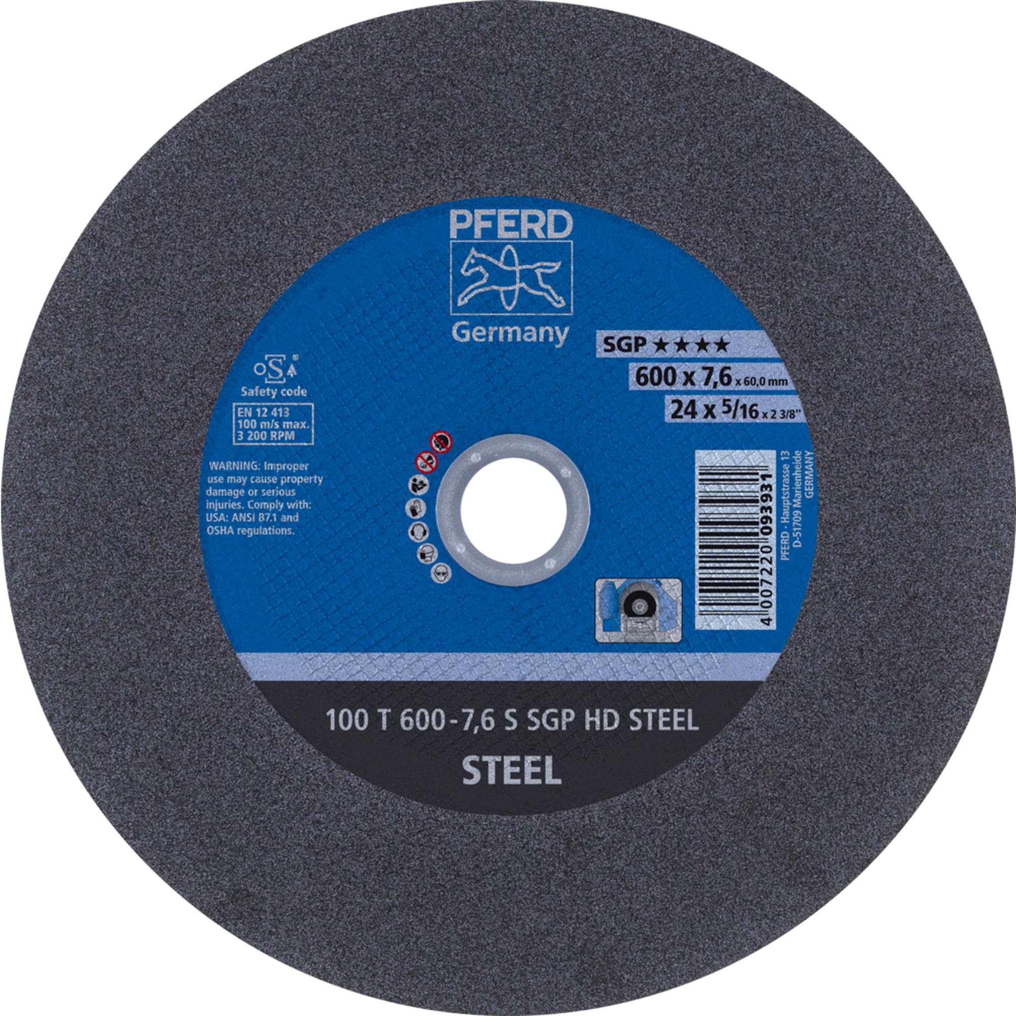 5 x PFERD Trennscheibe HEAVY DUTY 100 T 600-7,6 S SGP HD STEEL/60,0