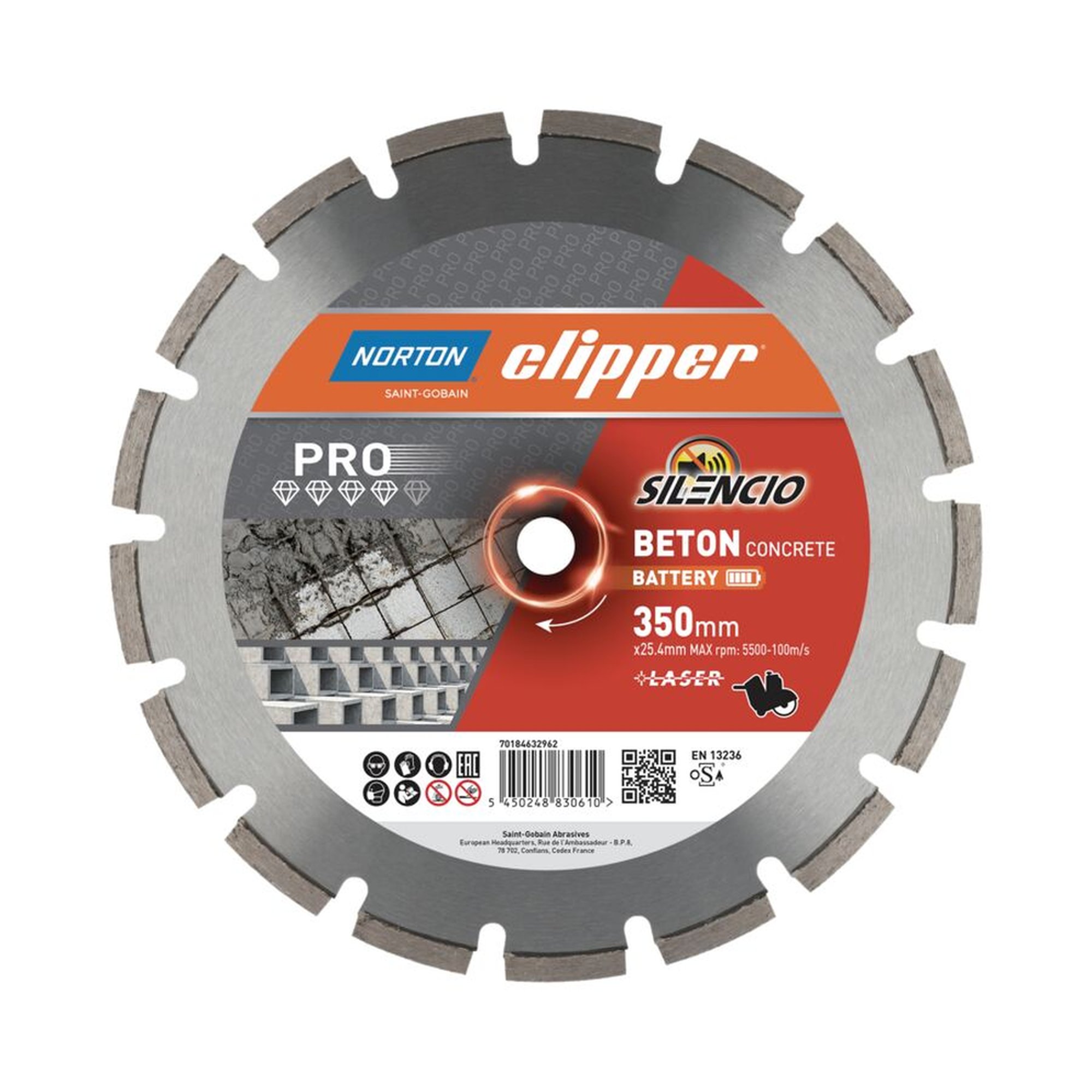 Norton Clipper PRO BETON Diamantscheibe 350x25.4mm für Beton und Stahlbeton