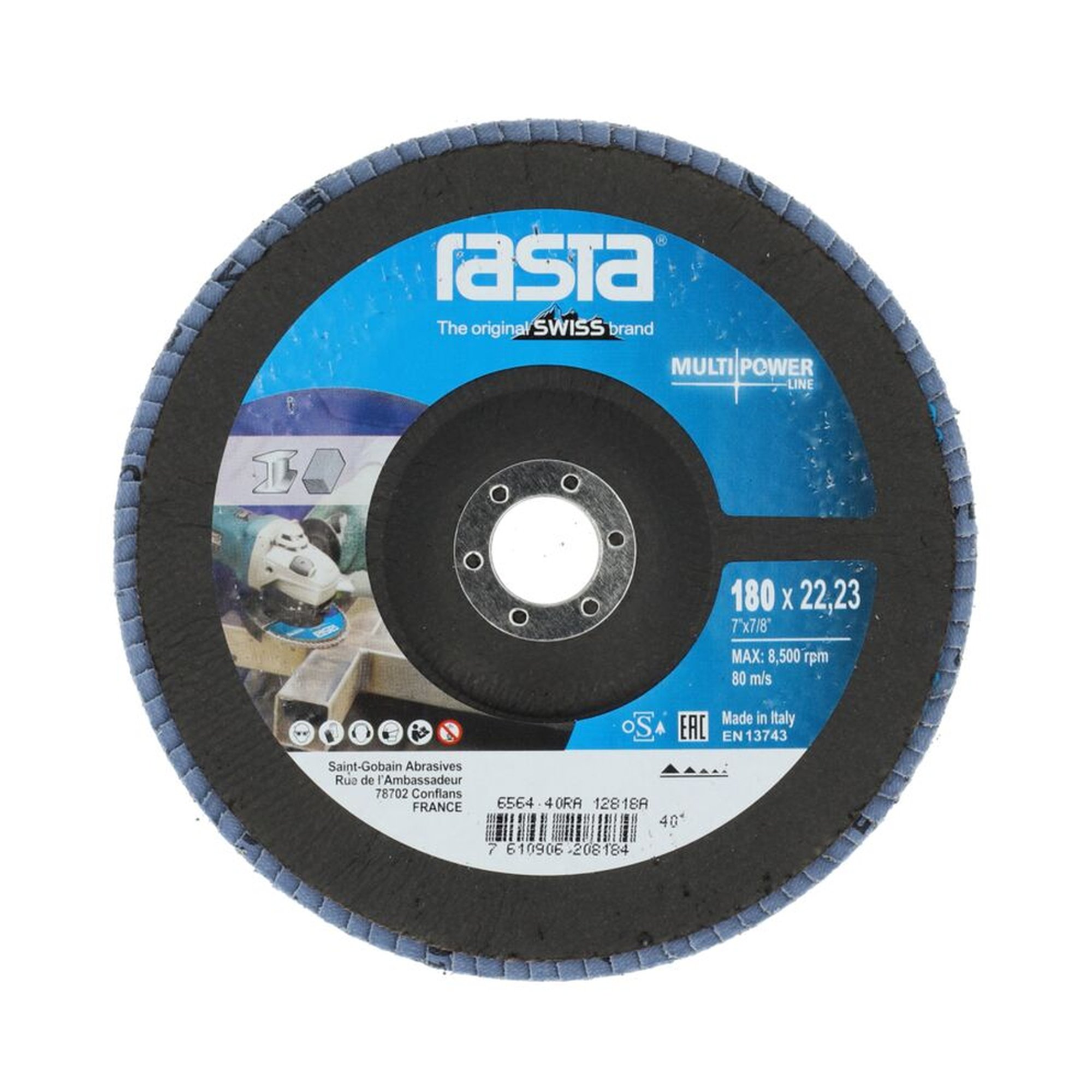 10 x Norton Fächerschleifscheiben 180x22mm K40 Rasta Multipower, langlebig, effizient