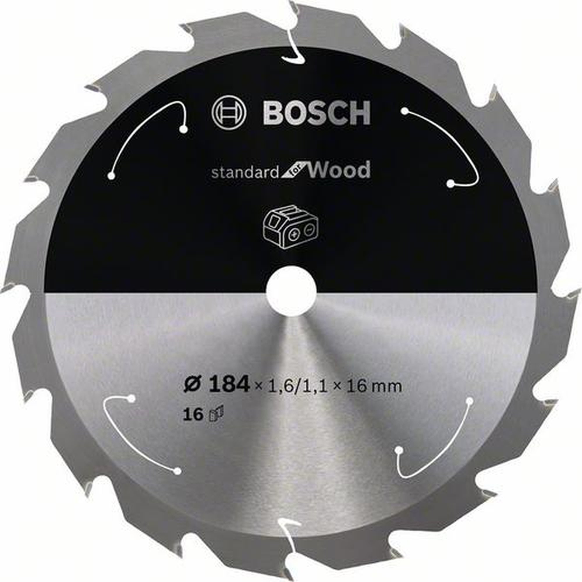 BOSCH Akku-Kreissägeblatt Standard für Holz, Ø 184 mm, 16 Zähne