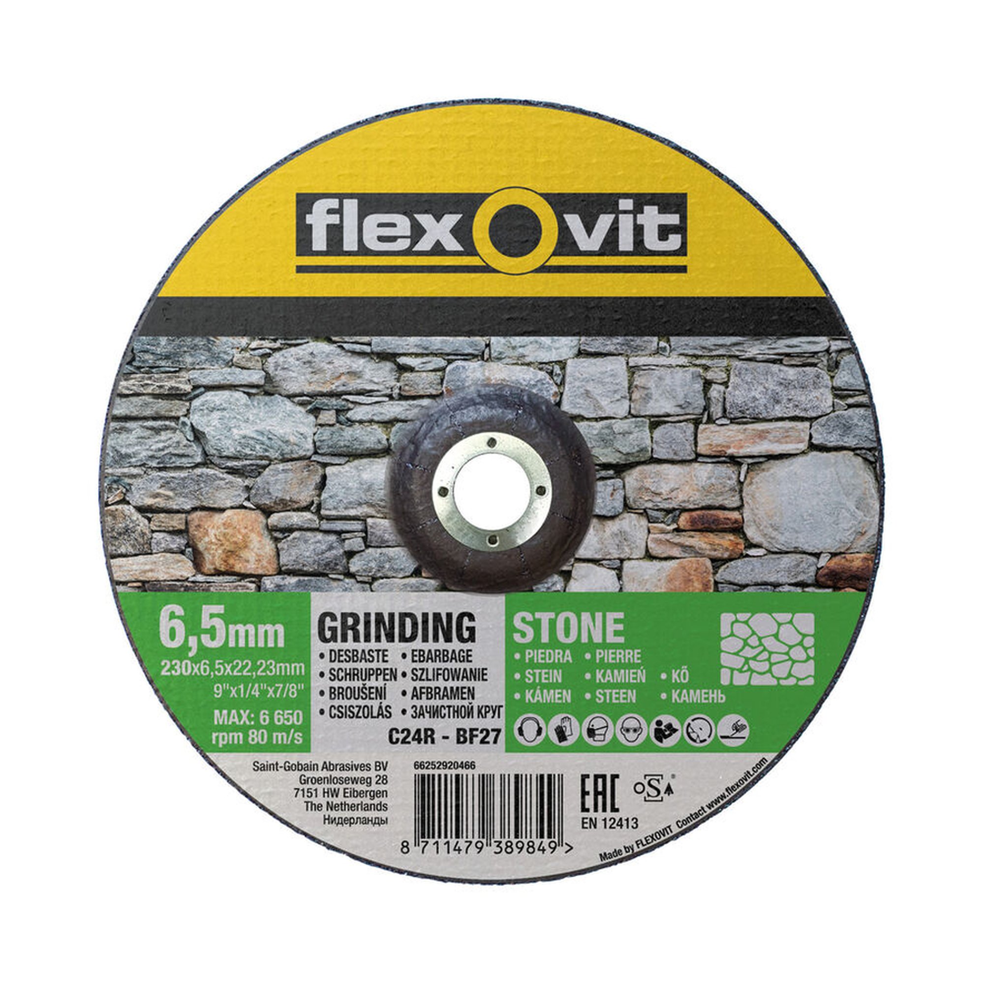 10 x Norton Gekröpfte Schruppscheibe für Stein Flexovit 230x6.5x22.23mm