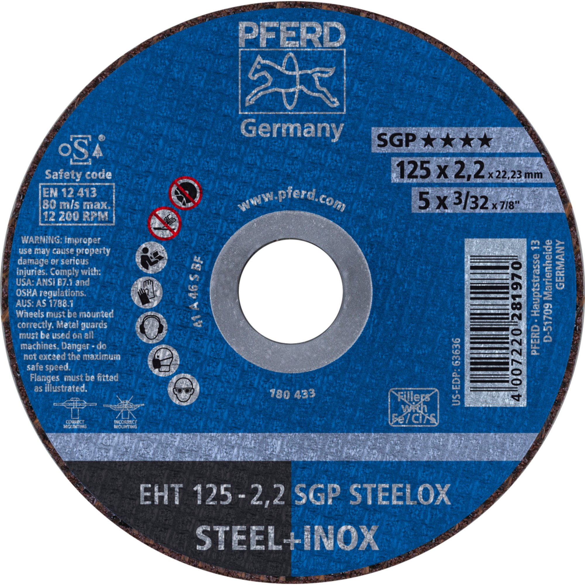 25 x PFERD Trennscheibe EHT 125-2,2 SGP STEELOX