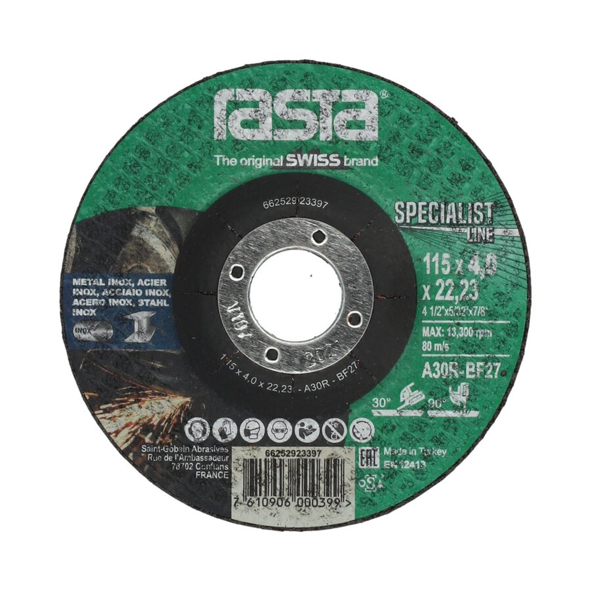 10 x Norton Gekröpfte Schruppscheibe Metall/Inox 115x4x22.23mm Rasta SPECIALIST LINE