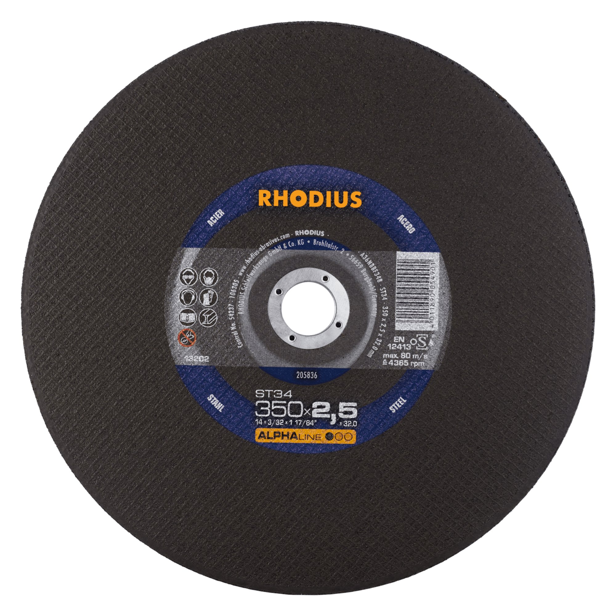 10 x RHODIUS Stationäre Trennscheibe ST34 Ø 350 mm