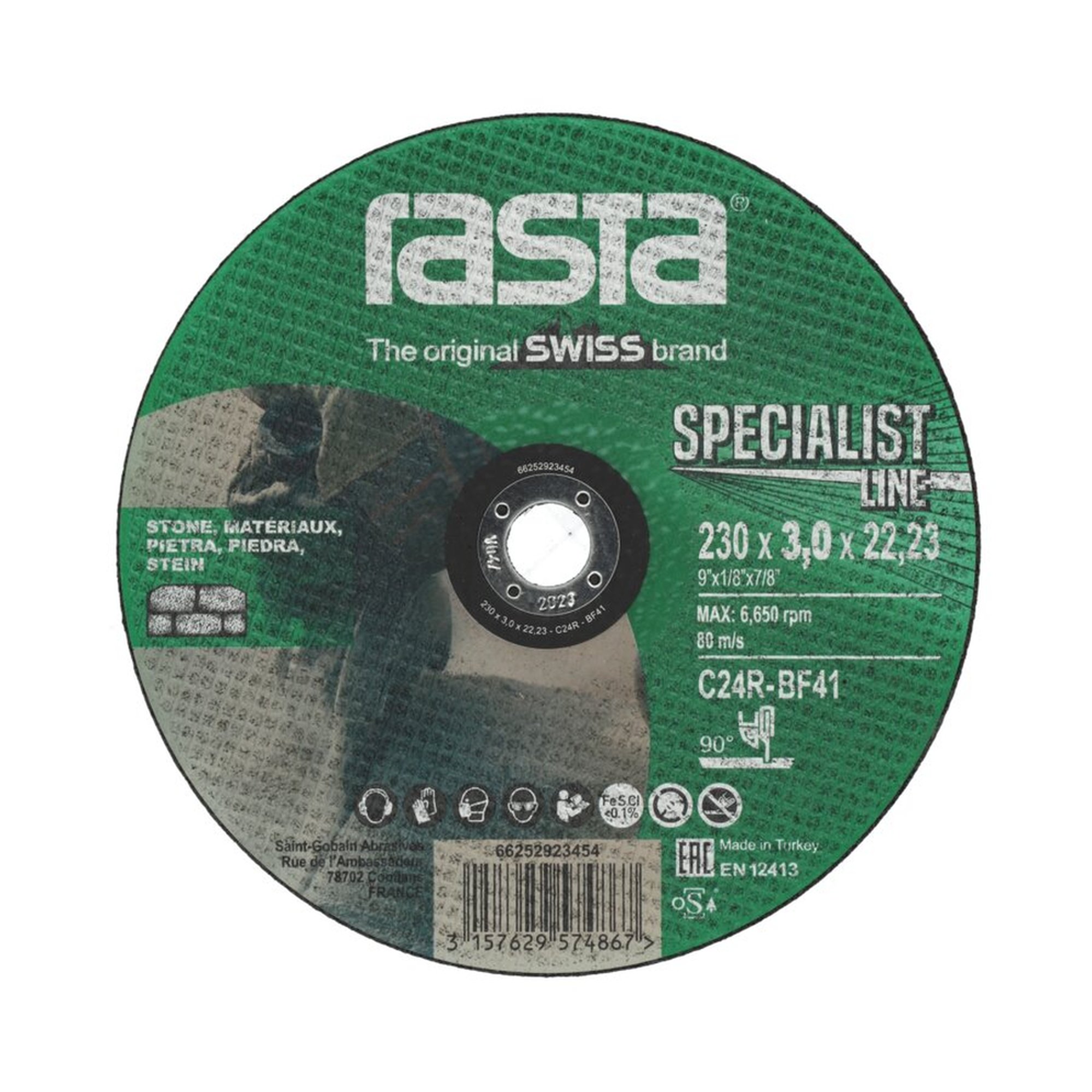 2000 x Norton Trennscheibe für Stein 230x3x22.23mm Rasta SPECIALIST LINE