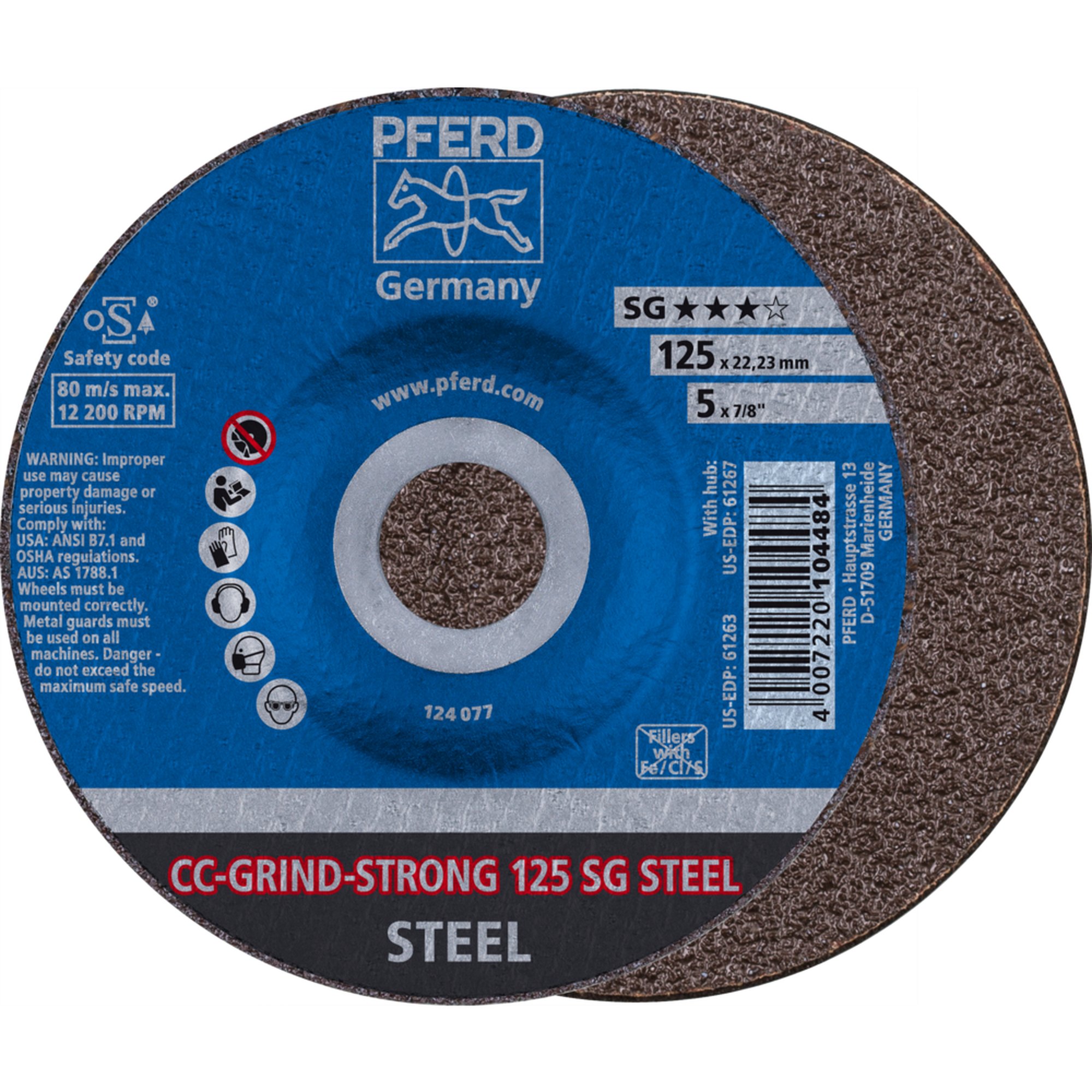 10 x PFERD CC-GRIND-Schleifscheibe CC-GRIND-STRONG 125 SG STEEL